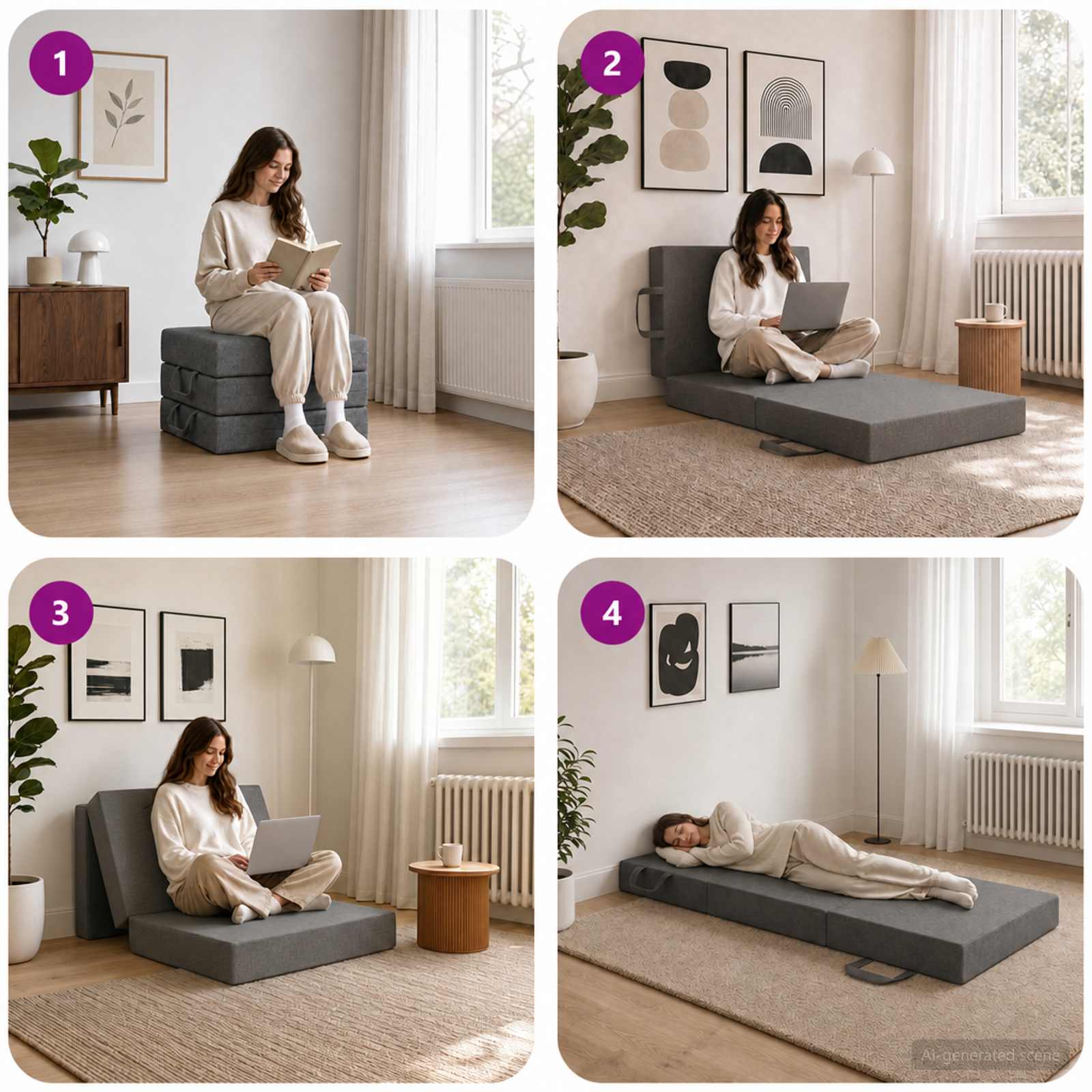 vidaXL Vouwbare Bankbed 75 x 63 x 45 cm Lichtgrijs
