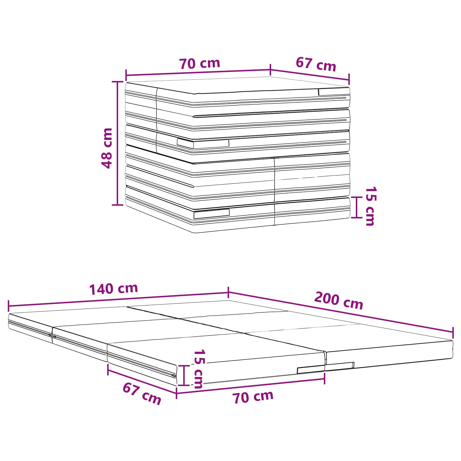 vidaXL Vouwbare Bankbed 140 x 67 x 45 cm Lichtgrijs