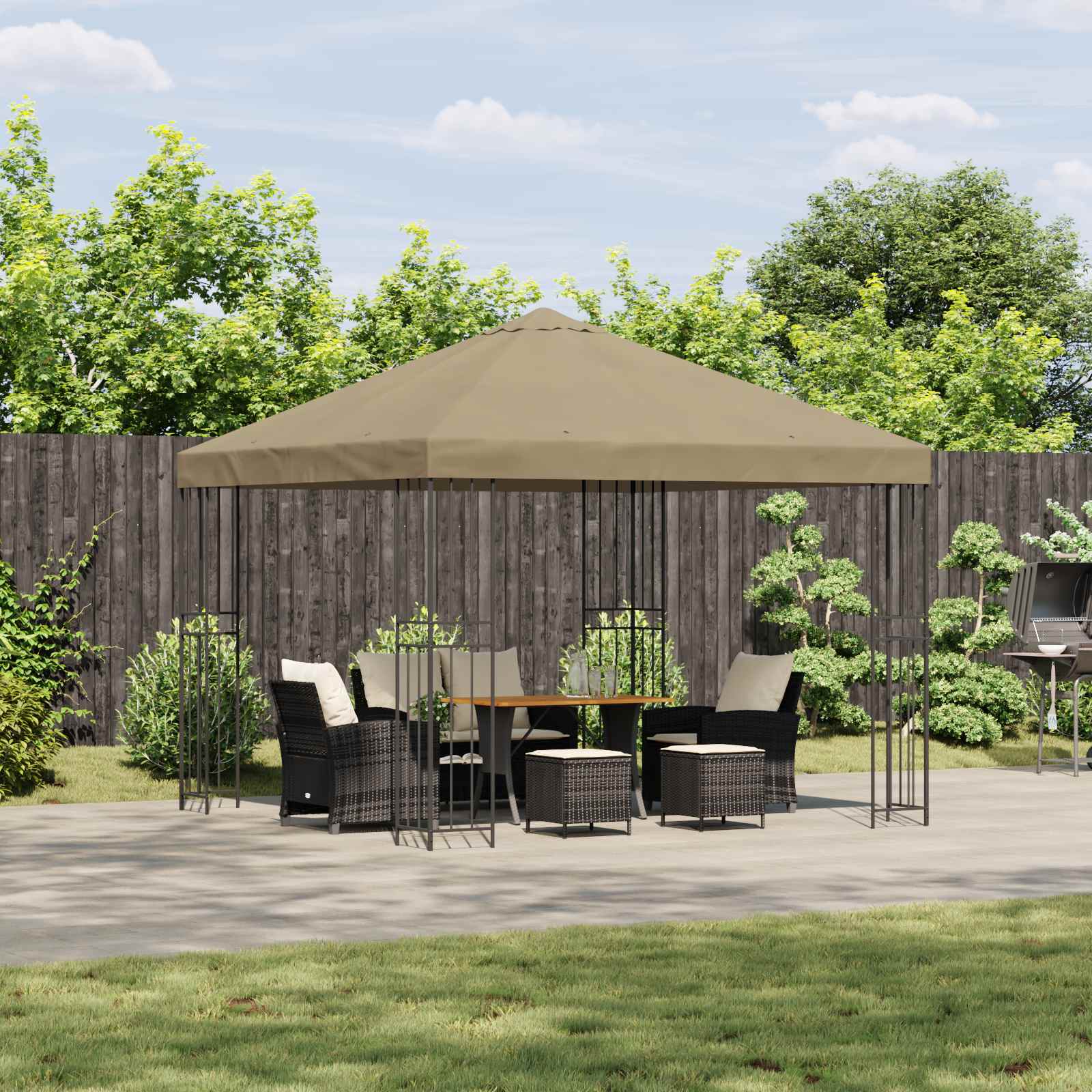 vidaXL Paviljoen 3 x 3 m Beige Polyester en staal 190 gsm