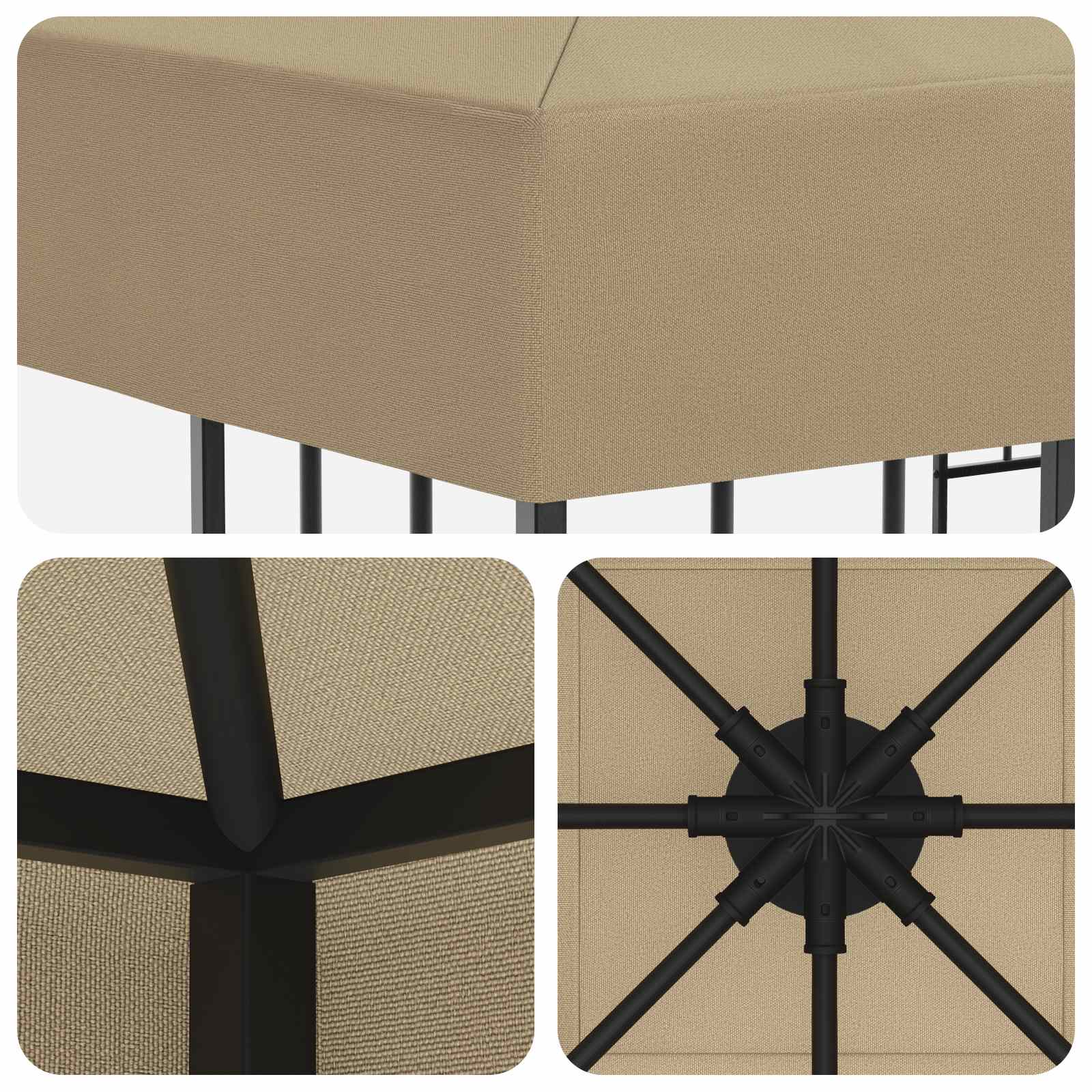 vidaXL Paviljoen 3 x 3 m Beige Polyester en staal 190 gsm