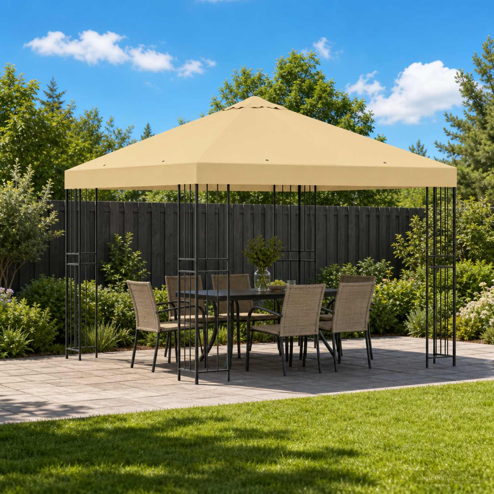 vidaXL Paviljoen 3 x 3 m Beige Polyester en staal 190 gsm