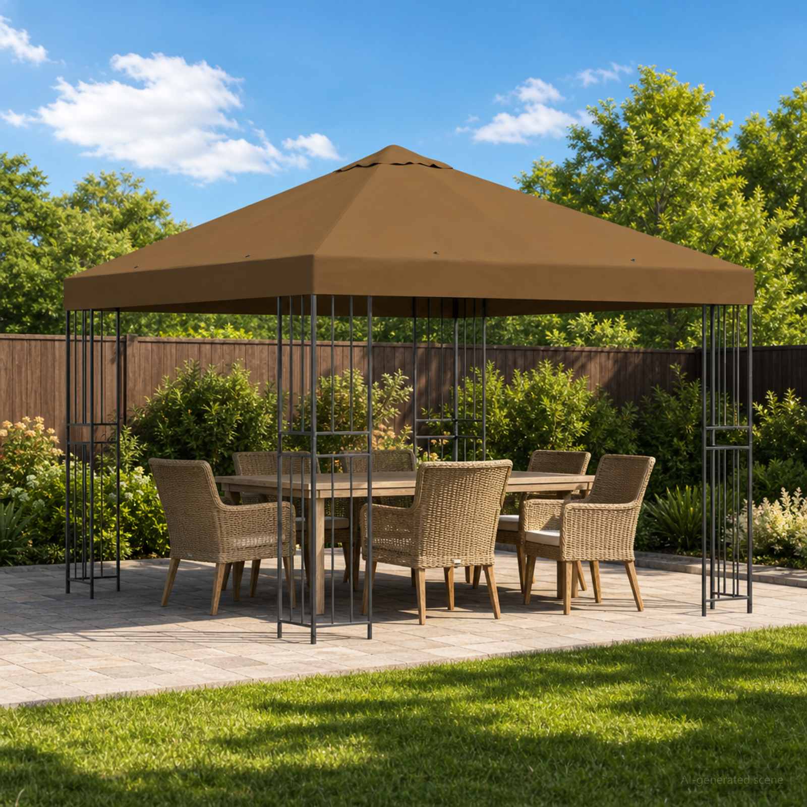 vidaXL Paviljoen 3 x 3 m Beige Polyester en staal 190 gsm