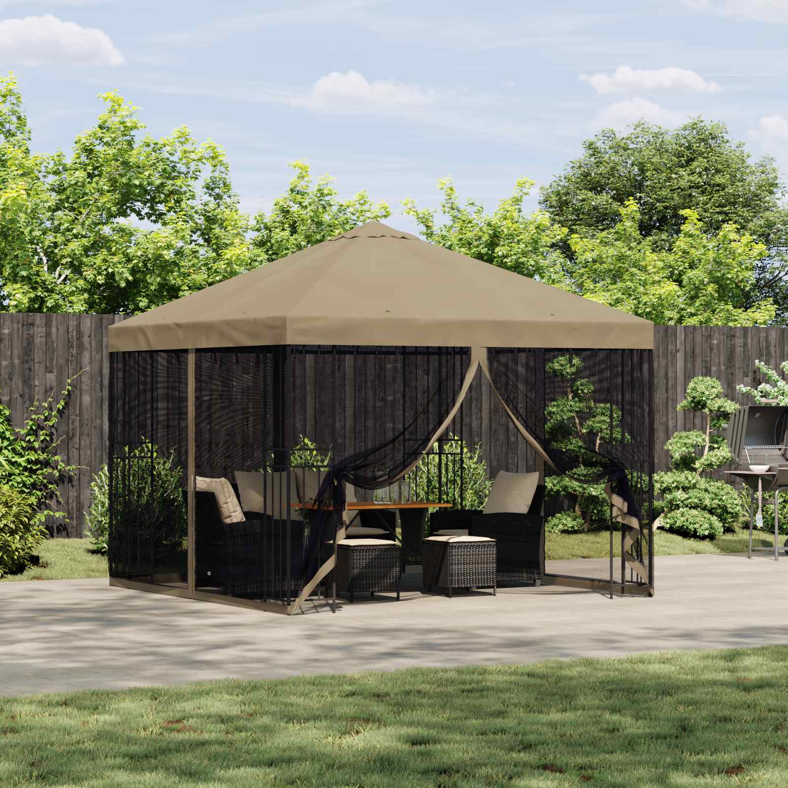 vidaXL Paviljoen 3 x 3 m Beige Polyester en staal 190 gsm