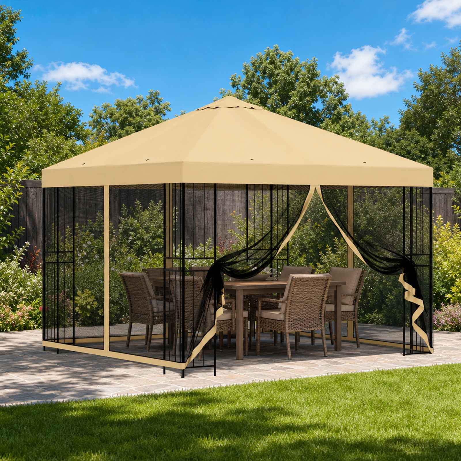 vidaXL Paviljoen 3 x 3 m Beige Polyester en staal 190 gsm