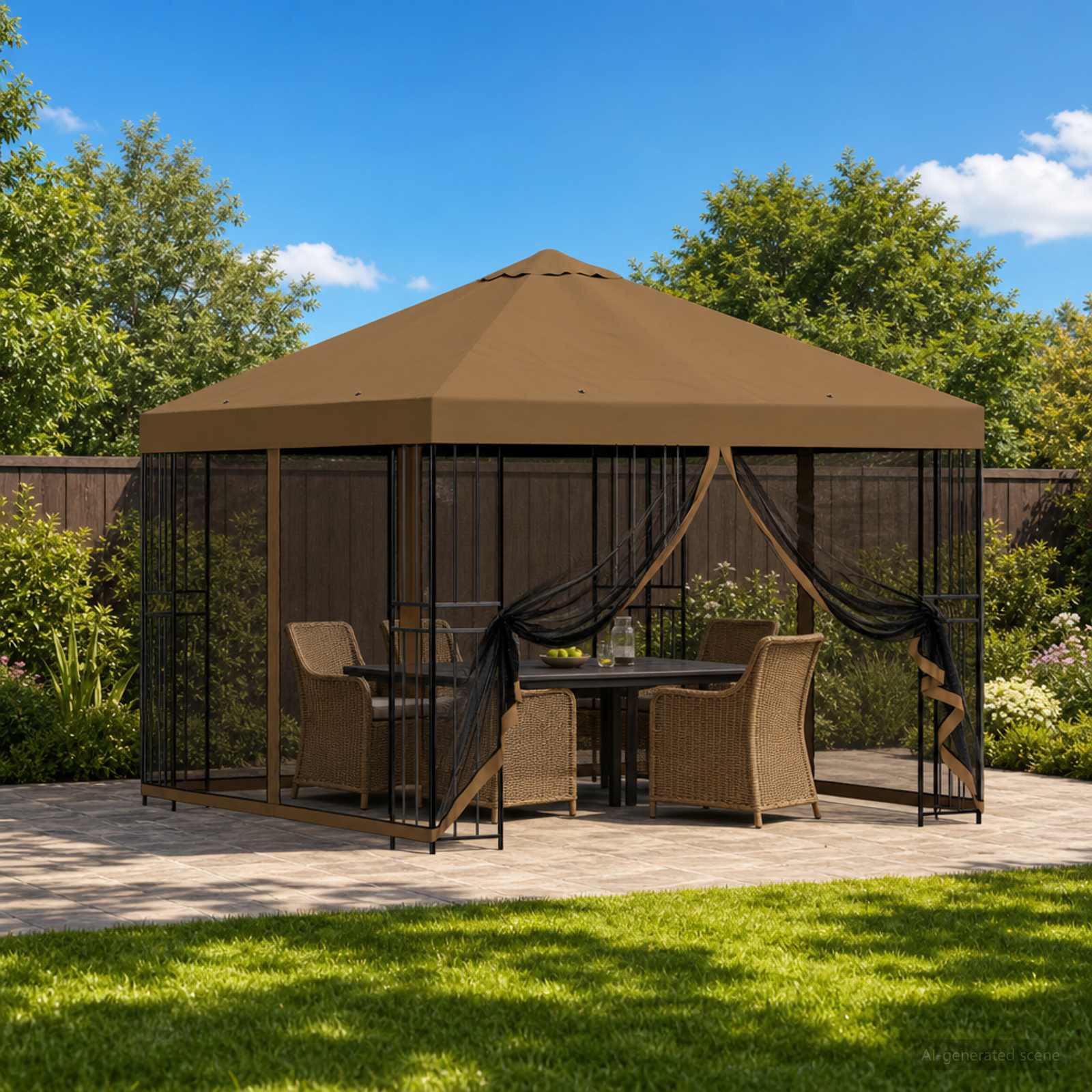 vidaXL Paviljoen 3 x 3 m Beige Polyester en staal 190 gsm