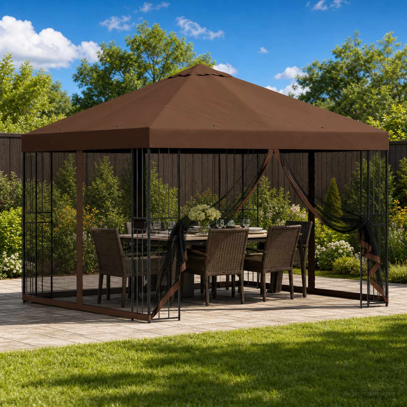 vidaXL Paviljoen 3 x 3 m Beige Polyester en staal 190 gsm