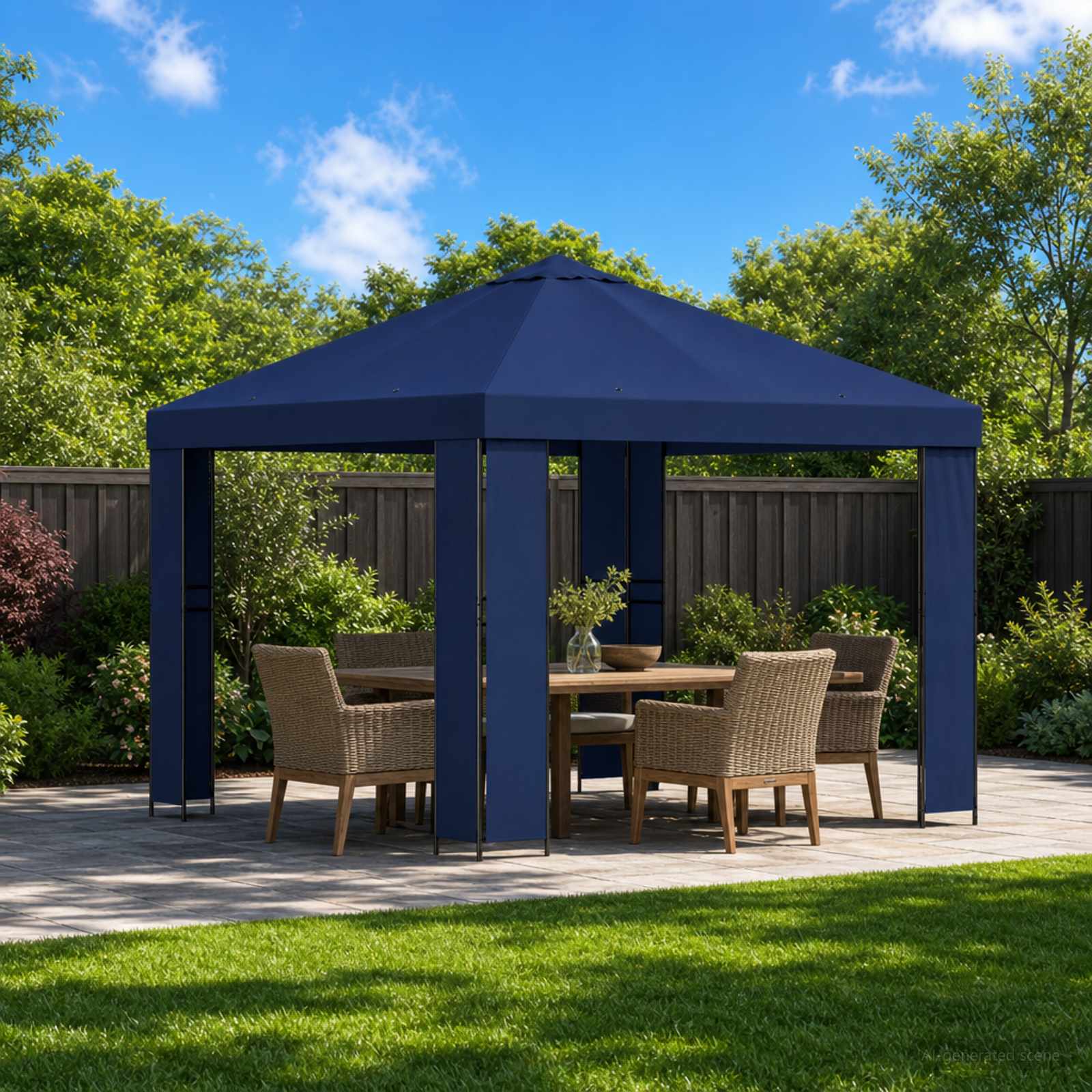 vidaXL Prieel 3 x 3 m Blauw Polyester en staal 190