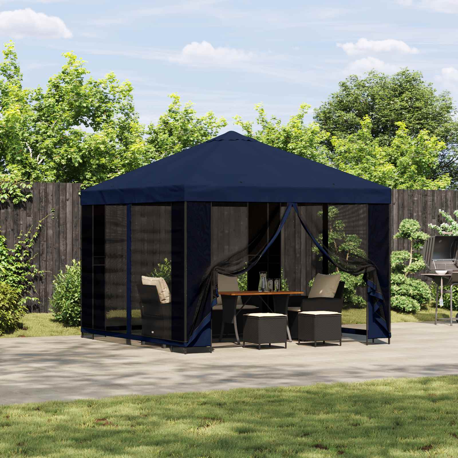 vidaXL Prieel 3 x 3 m Blauw Polyester en staal 190