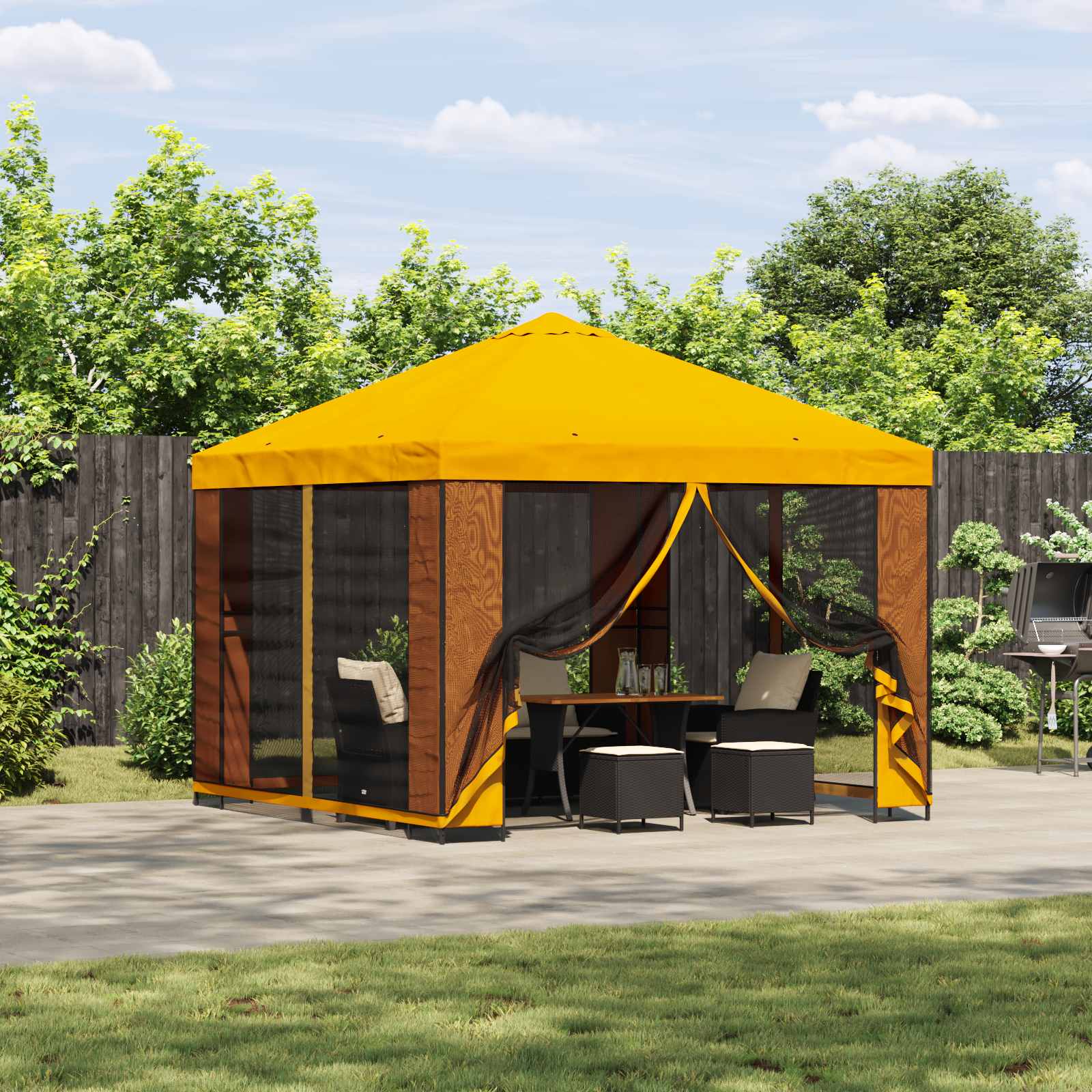 vidaXL Prieel 3 x 3 m Blauw Polyester en staal 190