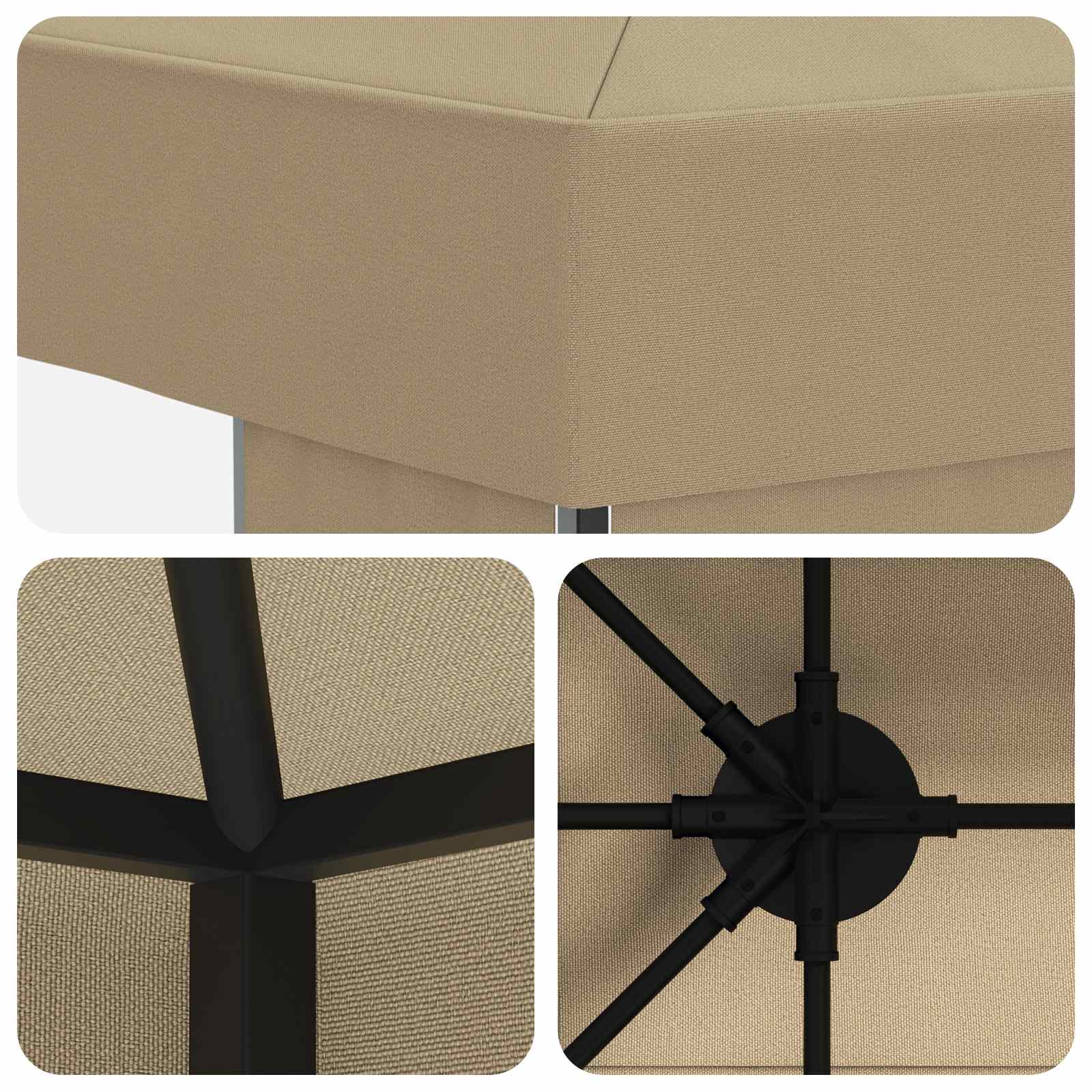 vidaXL Prieel 4 × 3 m Zwart Polyester en staal 190