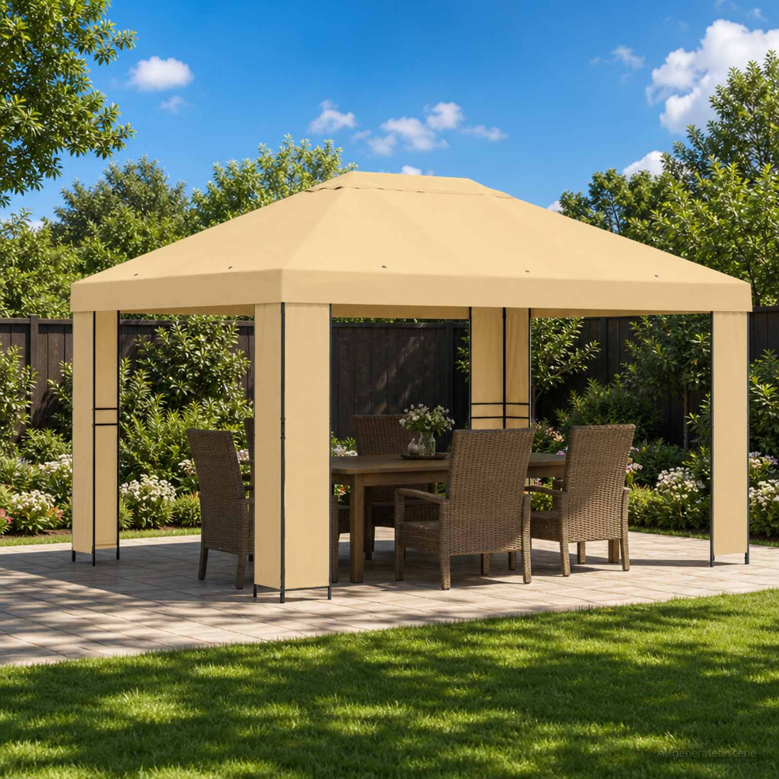 vidaXL Prieel 4 × 3 m Zwart Polyester en staal 190