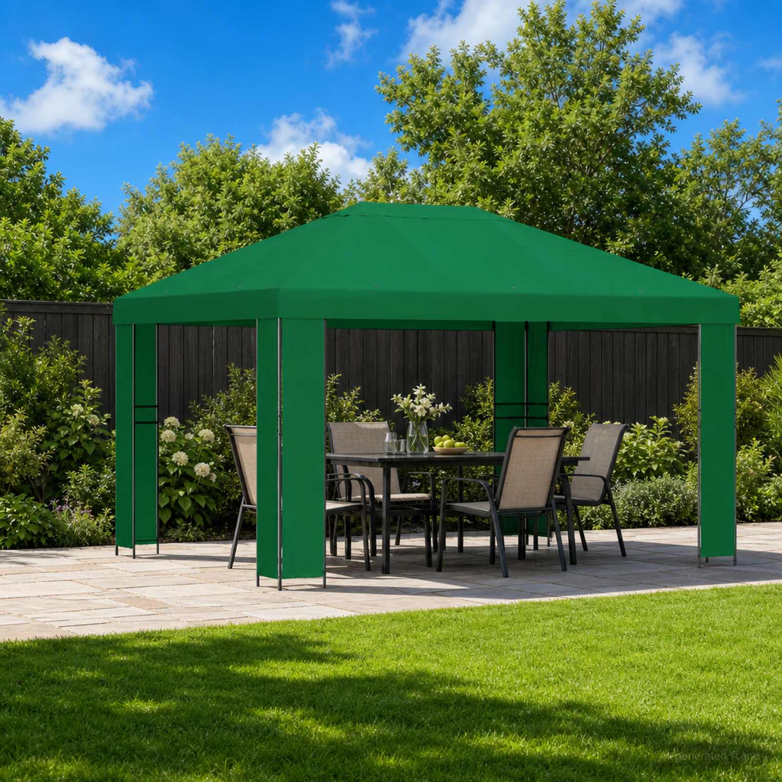 vidaXL Prieel 4 × 3 m Zwart Polyester en staal 190
