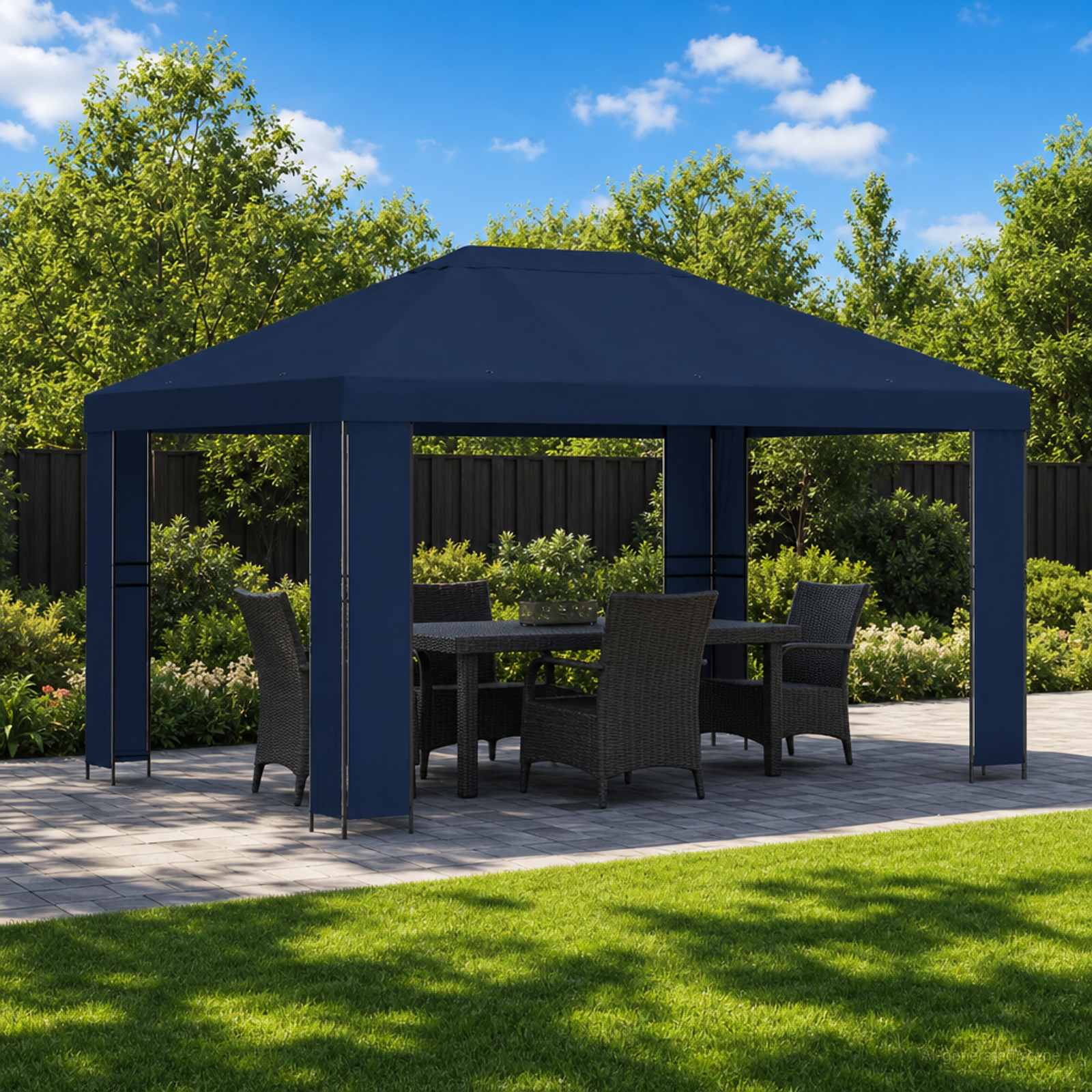 vidaXL Prieel 4 × 3 m Zwart Polyester en staal 190