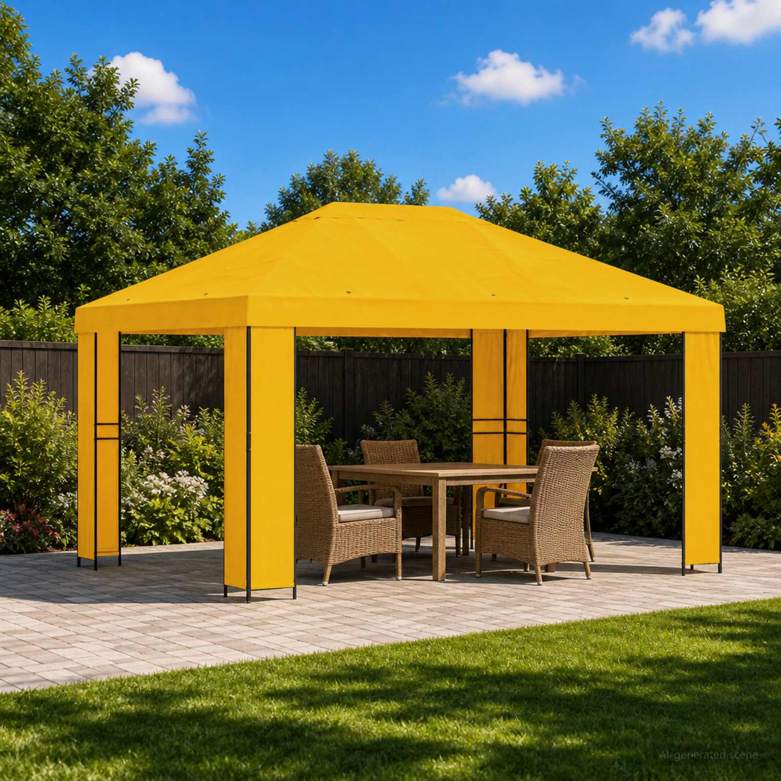 vidaXL Prieel 4 × 3 m Zwart Polyester en staal 190