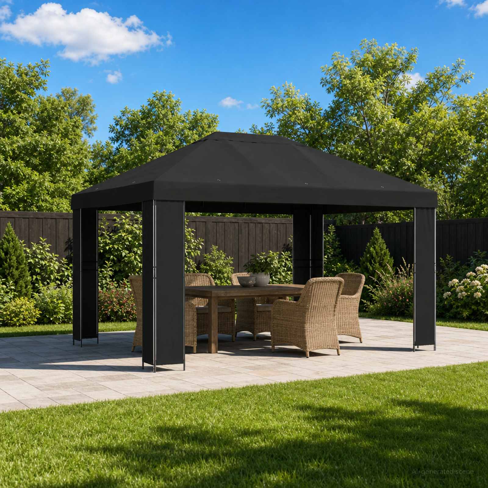 vidaXL Prieel 4 × 3 m Zwart Polyester en staal 190