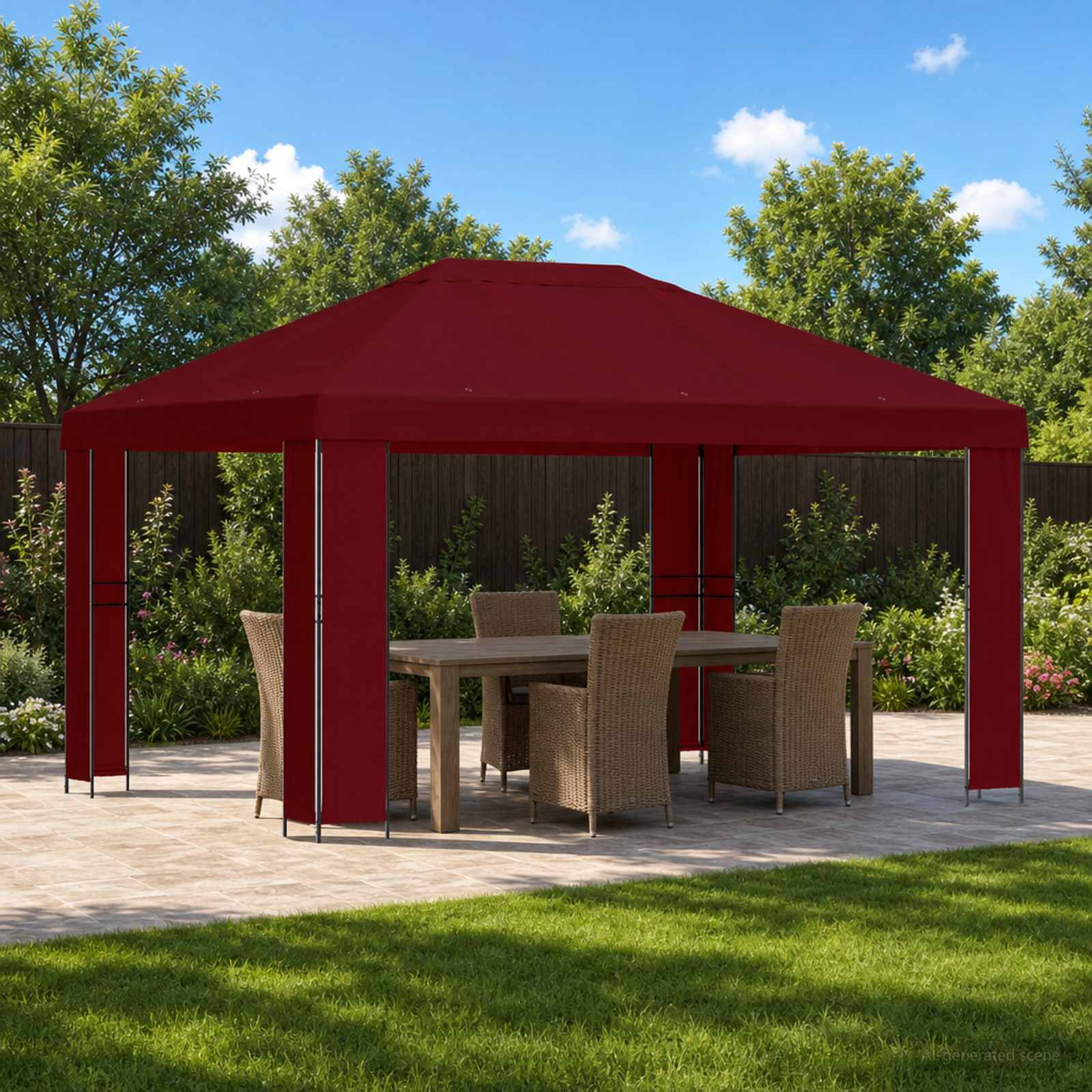vidaXL Prieel 4 × 3 m Zwart Polyester en staal 190