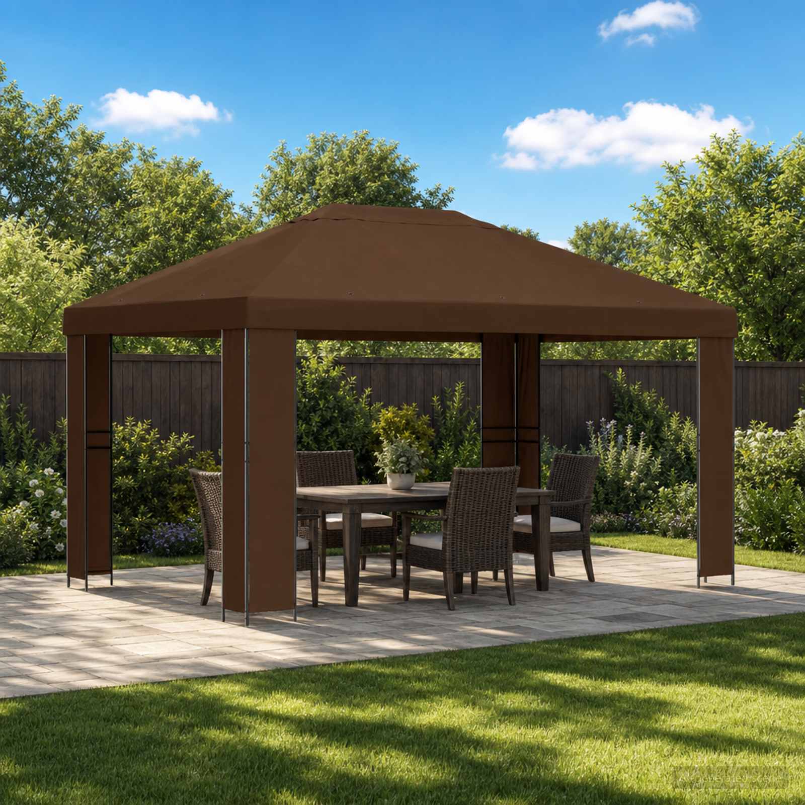 vidaXL Prieel 4 × 3 m Zwart Polyester en staal 190