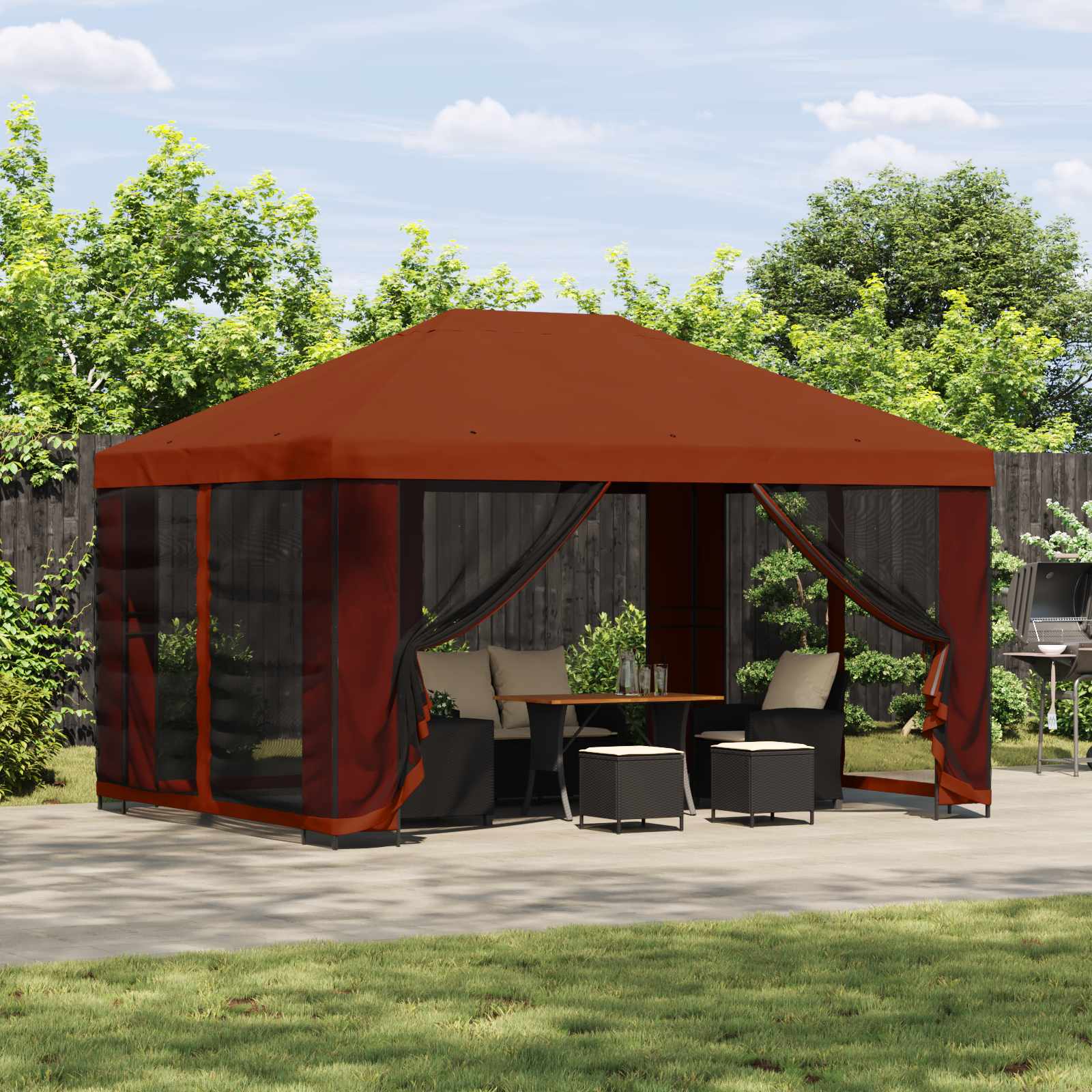 vidaXL Prieel 4 × 3 m Zwart Polyester en staal 190