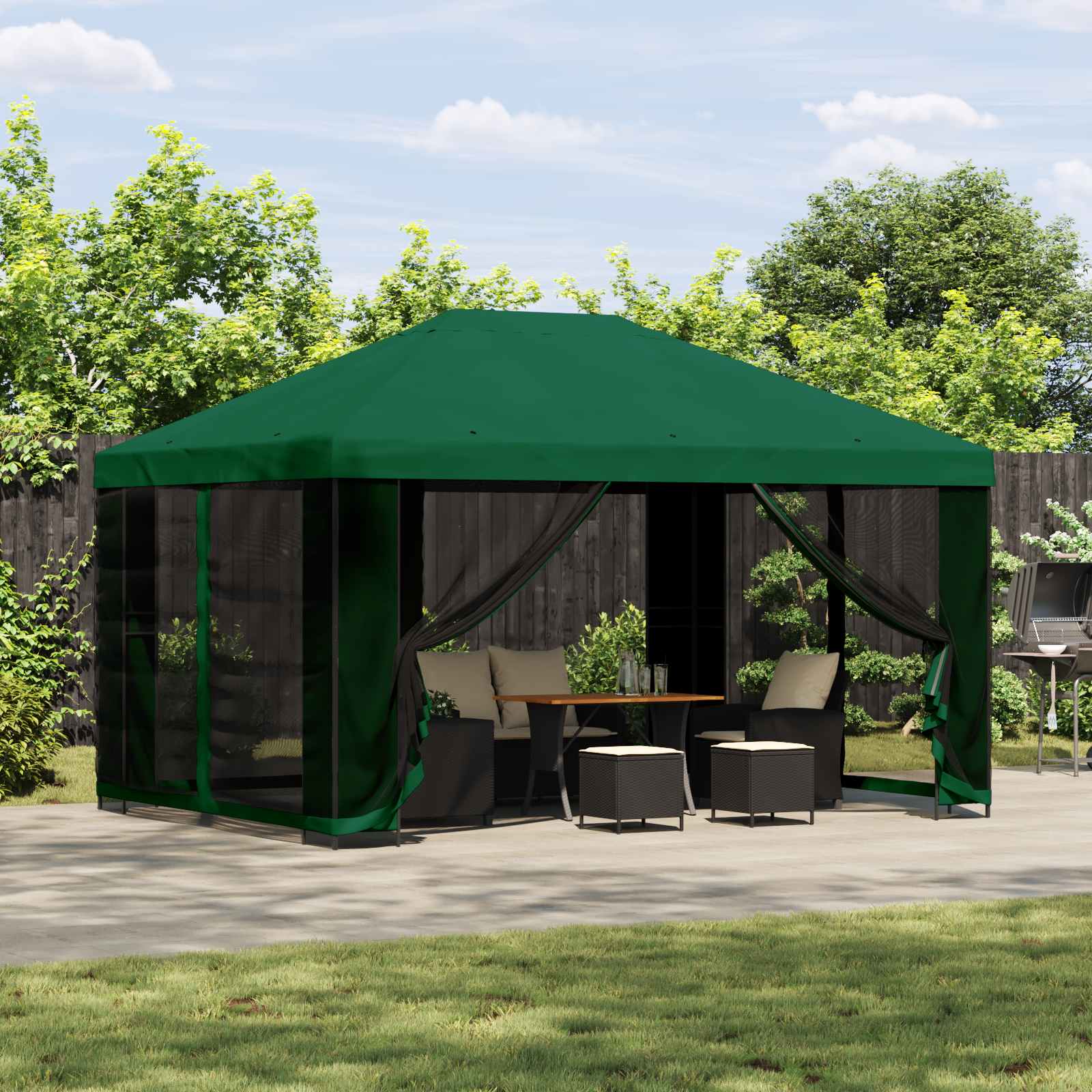 vidaXL Prieel 4 × 3 m Zwart Polyester en staal 190