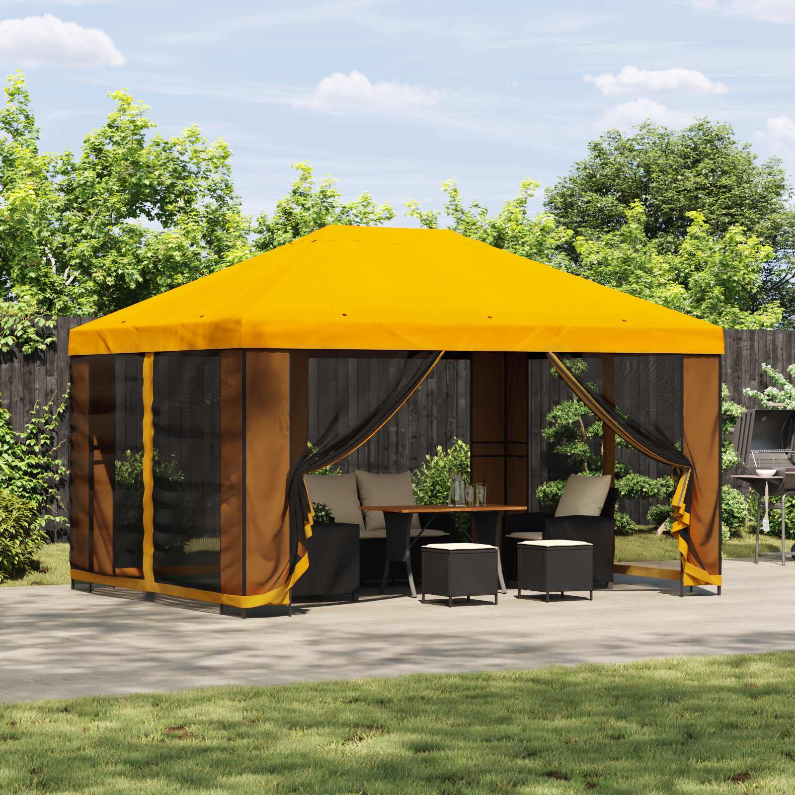 vidaXL Prieel 4 × 3 m Zwart Polyester en staal 190