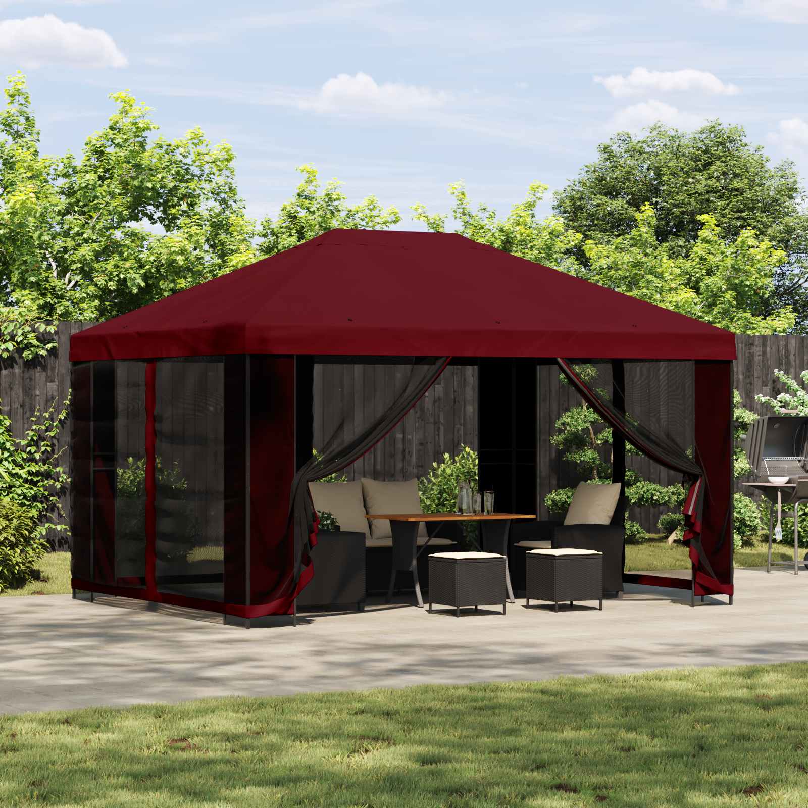 vidaXL Prieel 4 × 3 m Zwart Polyester en staal 190