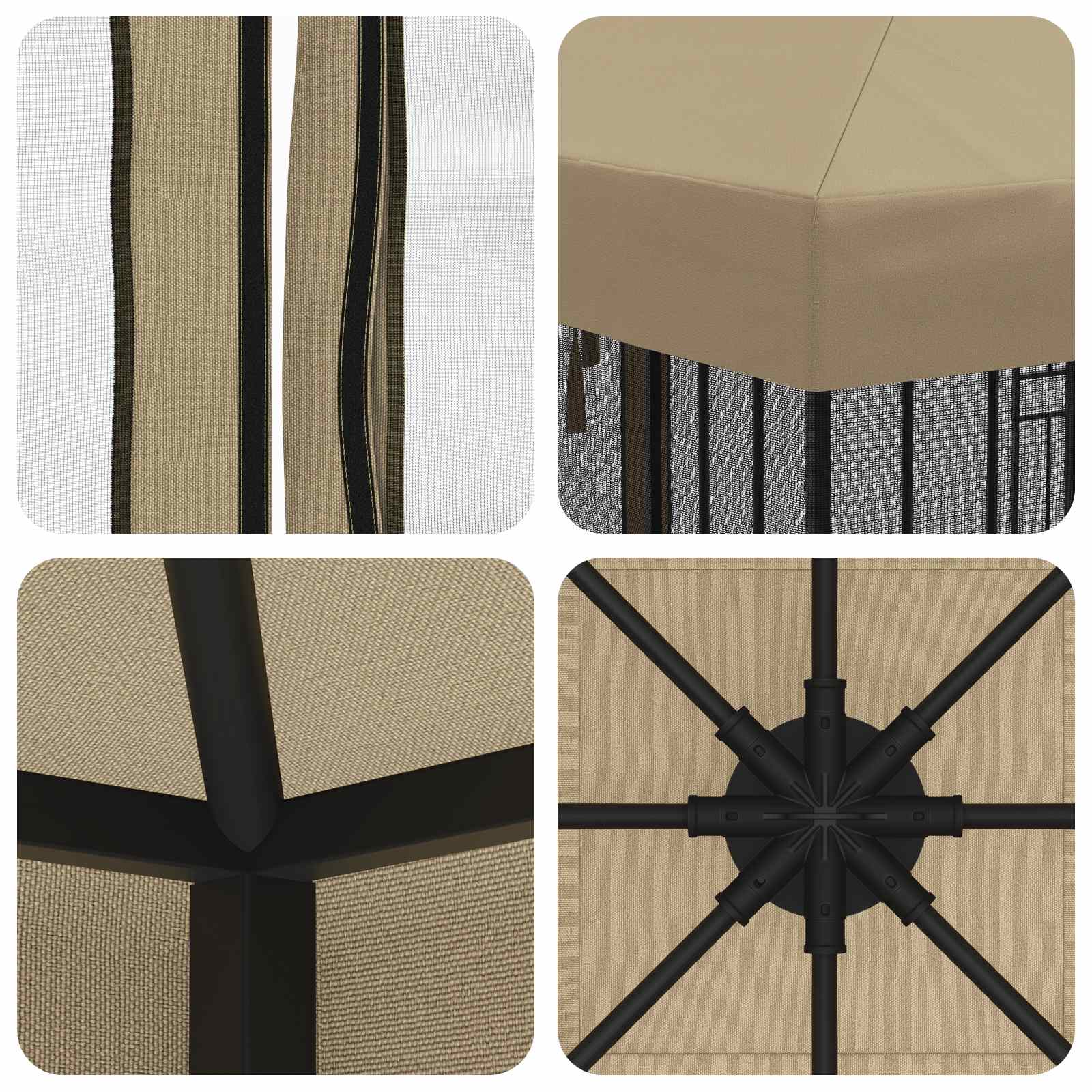 vidaXL Gazebo Hoes met Zijwanden 6 x 3 m Beige Polyester 190