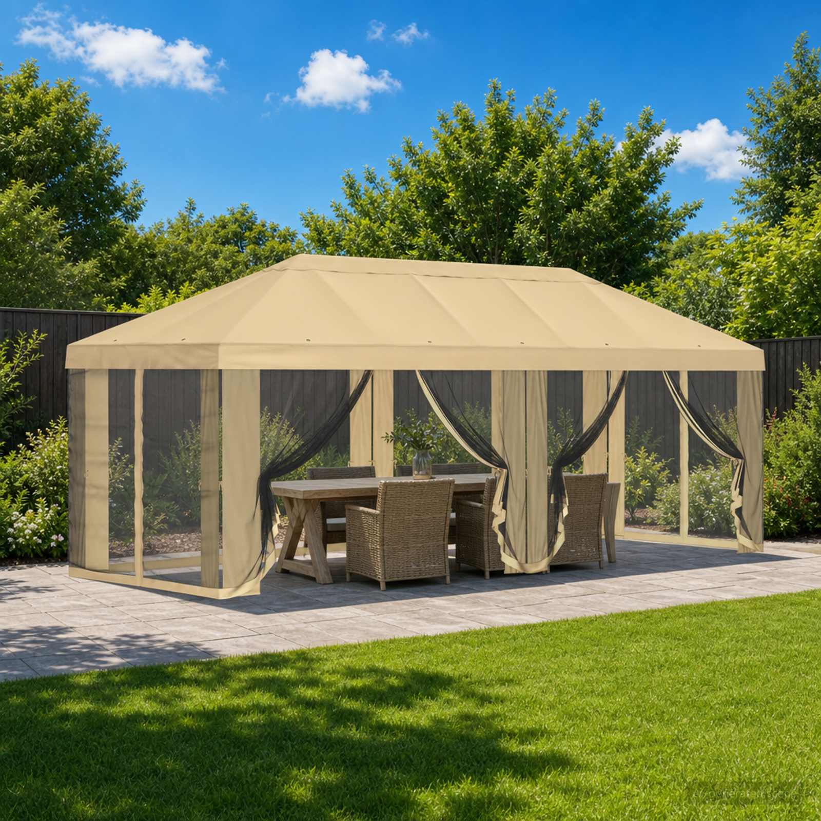 vidaXL Gazebo Hoes met Zijwanden 6 x 3 m Beige Polyester 190