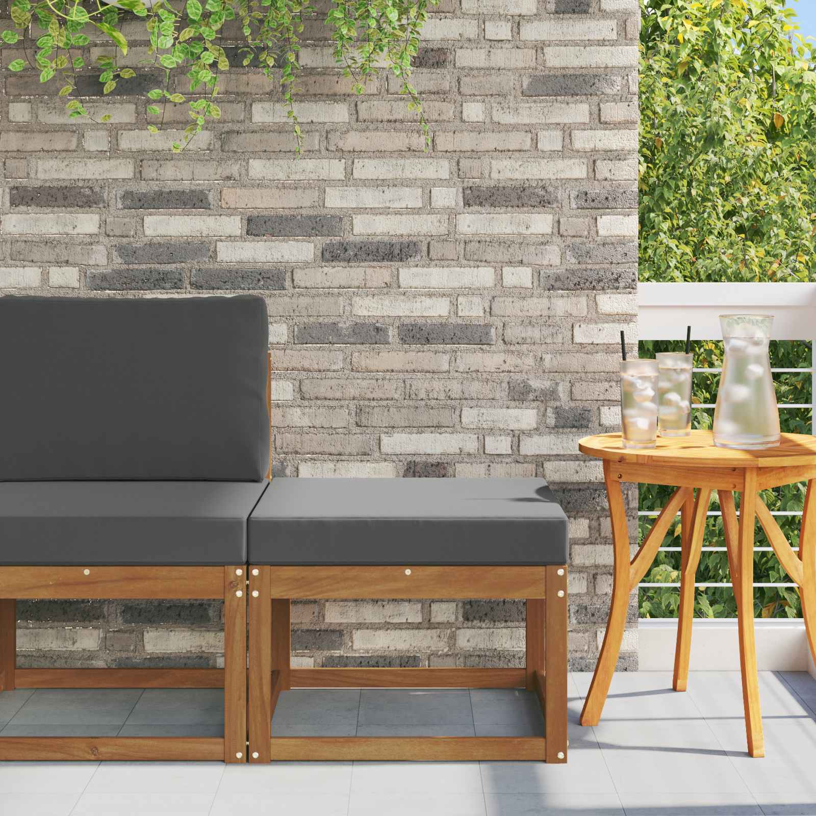 vidaXL Buiten Midden Sofa Massief Acaciahout Naturel