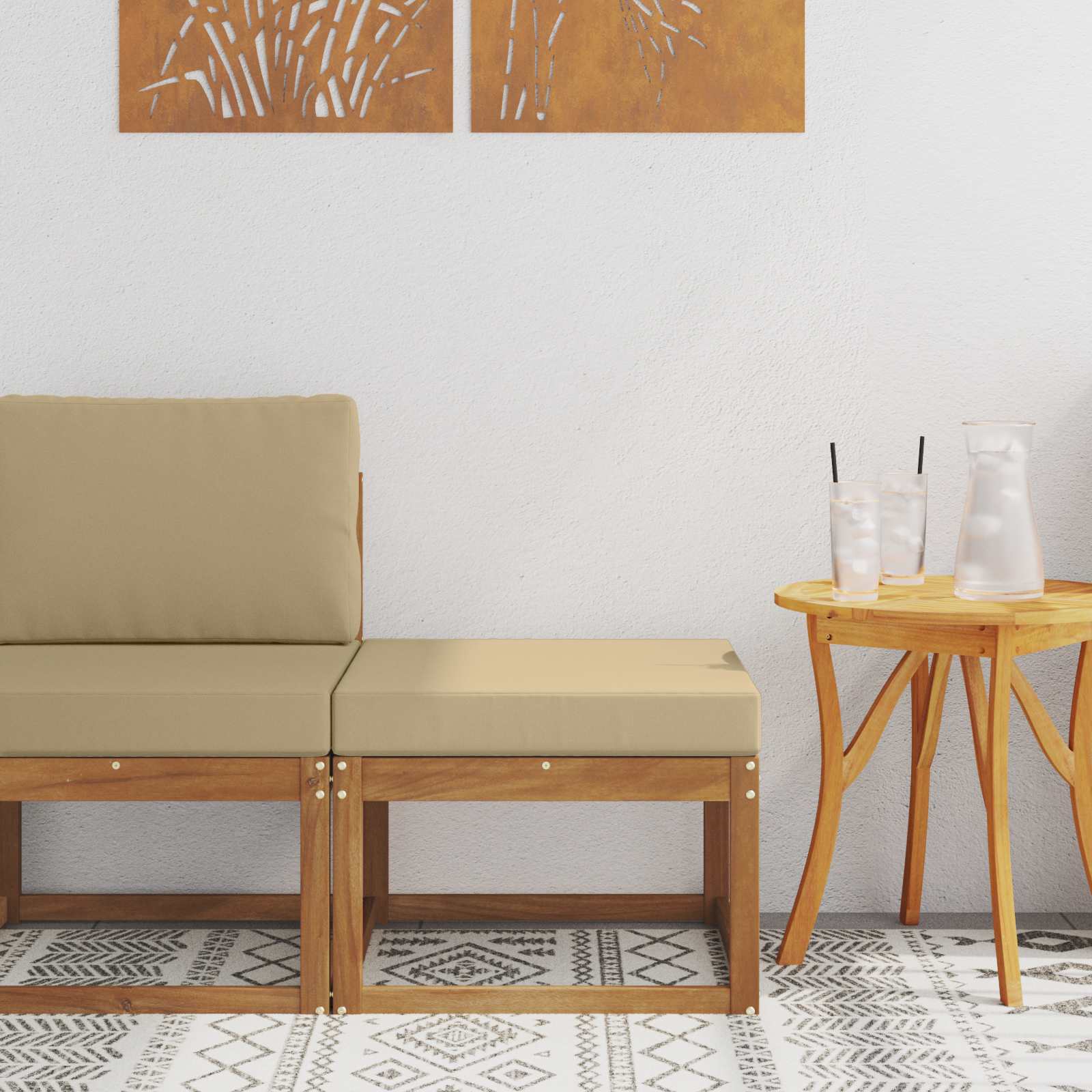 vidaXL Buiten Midden Sofa Massief Acaciahout Naturel