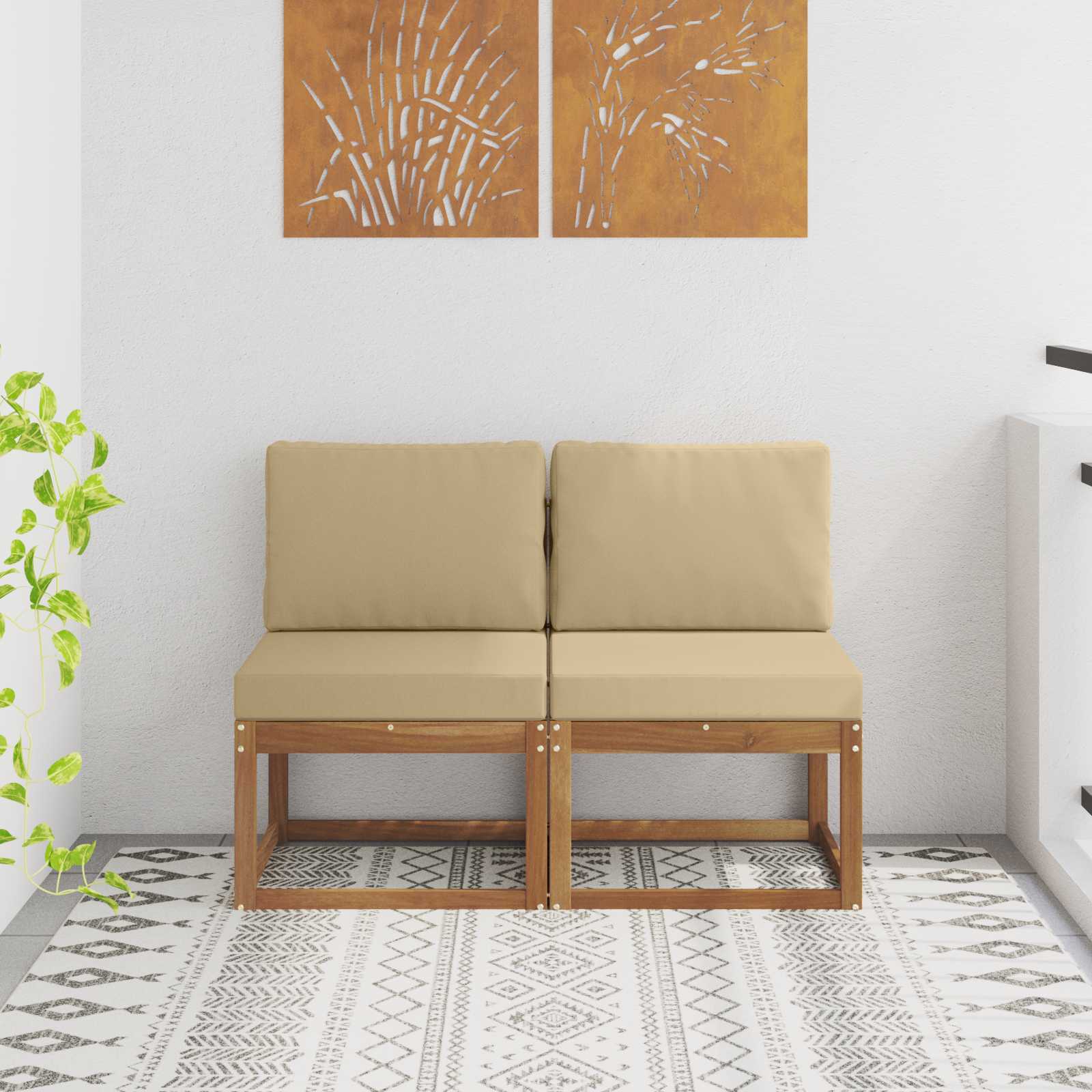 vidaXL Buiten Midden Sofa Massief Acaciahout Naturel
