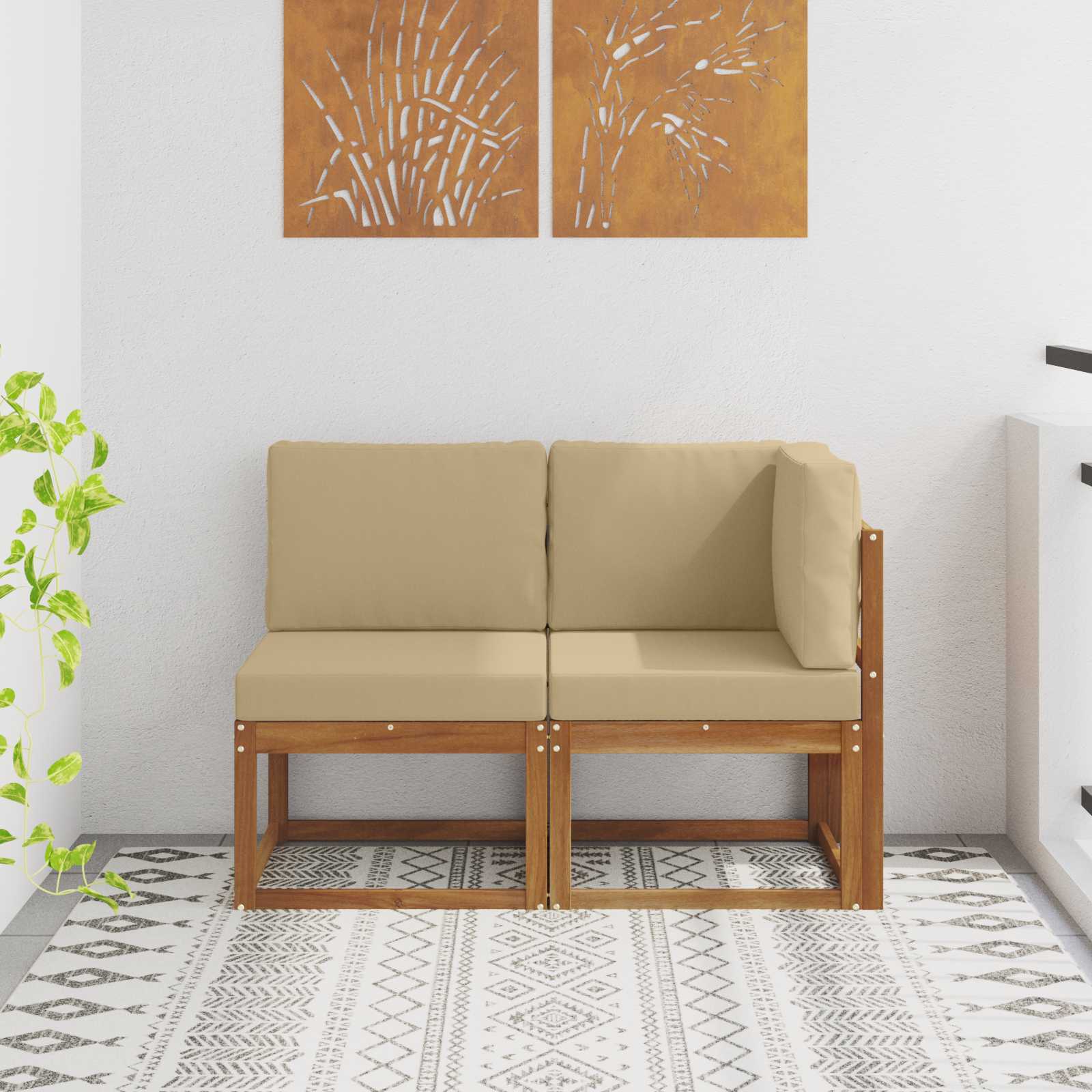vidaXL Buiten Midden Sofa Massief Acaciahout Naturel