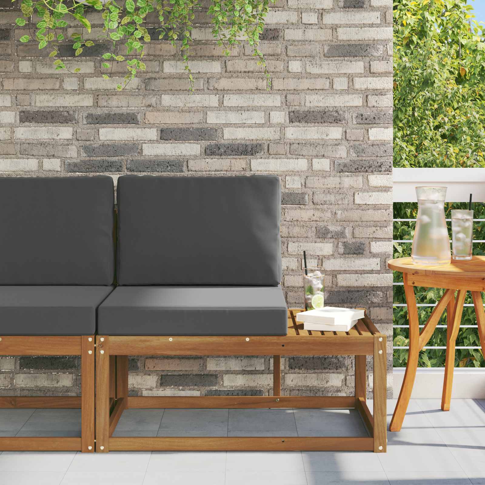vidaXL Buiten Midden Sofa Massief Acaciahout Naturel