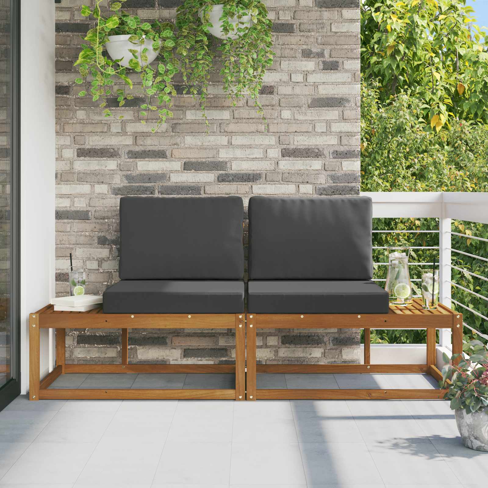 vidaXL Buiten Midden Sofa Massief Acaciahout Naturel