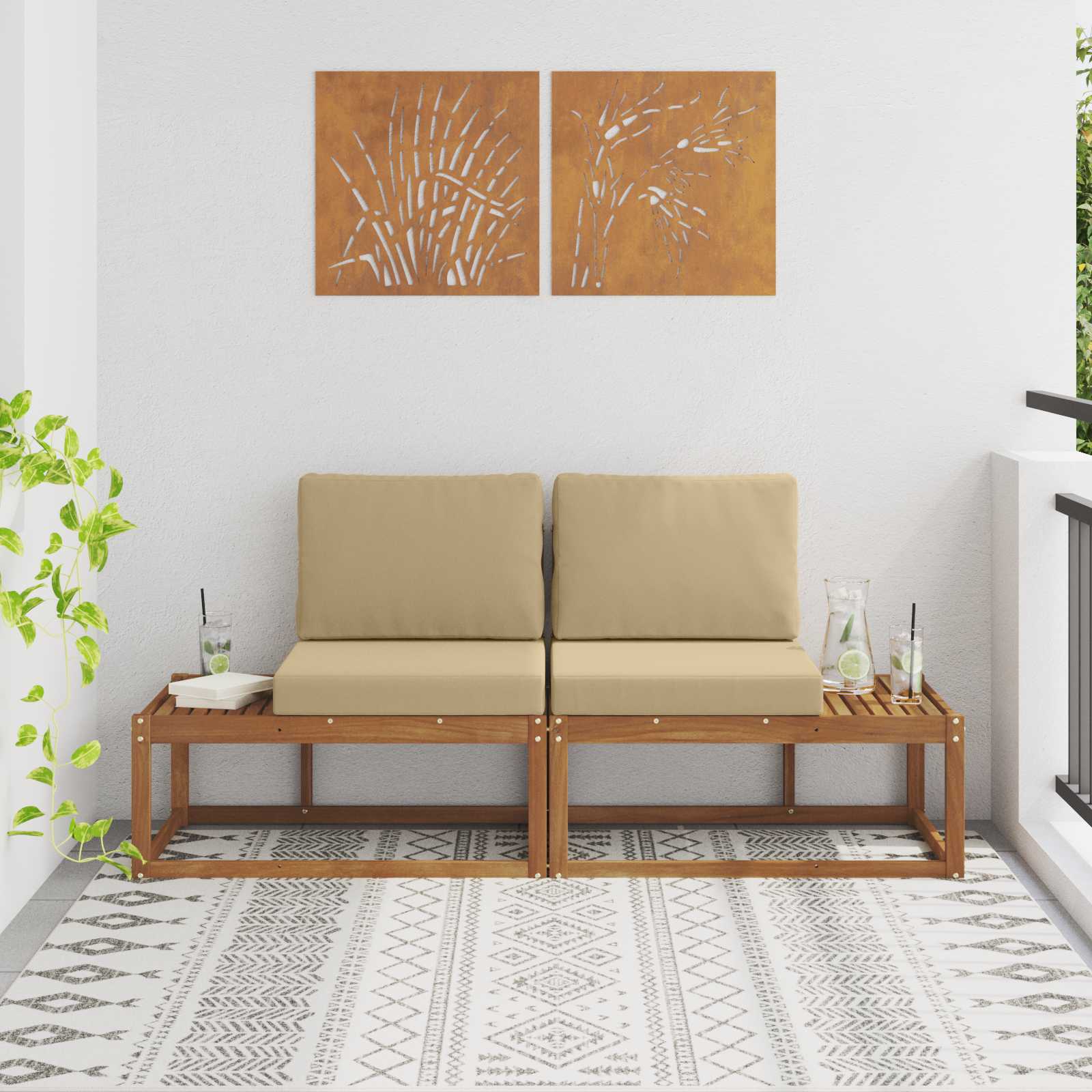 vidaXL Buiten Midden Sofa Massief Acaciahout Naturel