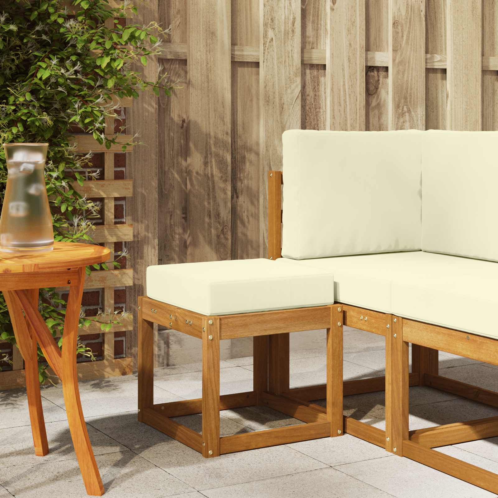 vidaXL Stoelbank Naturel 43 x 43 x 37 cm Massief Acaciahout