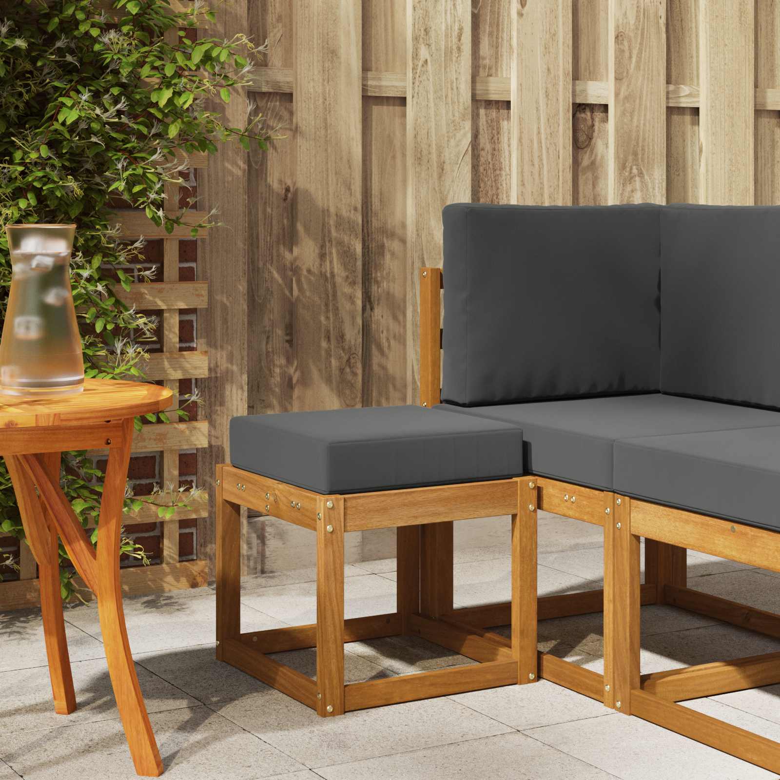 vidaXL Stoelbank Naturel 43 x 43 x 37 cm Massief Acaciahout