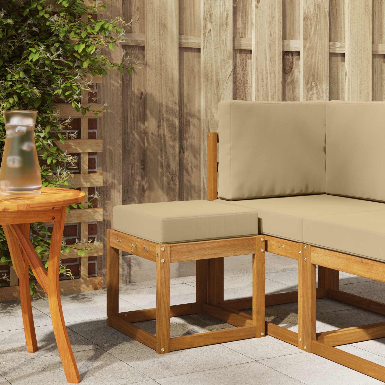 vidaXL Stoelbank Naturel 43 x 43 x 37 cm Massief Acaciahout