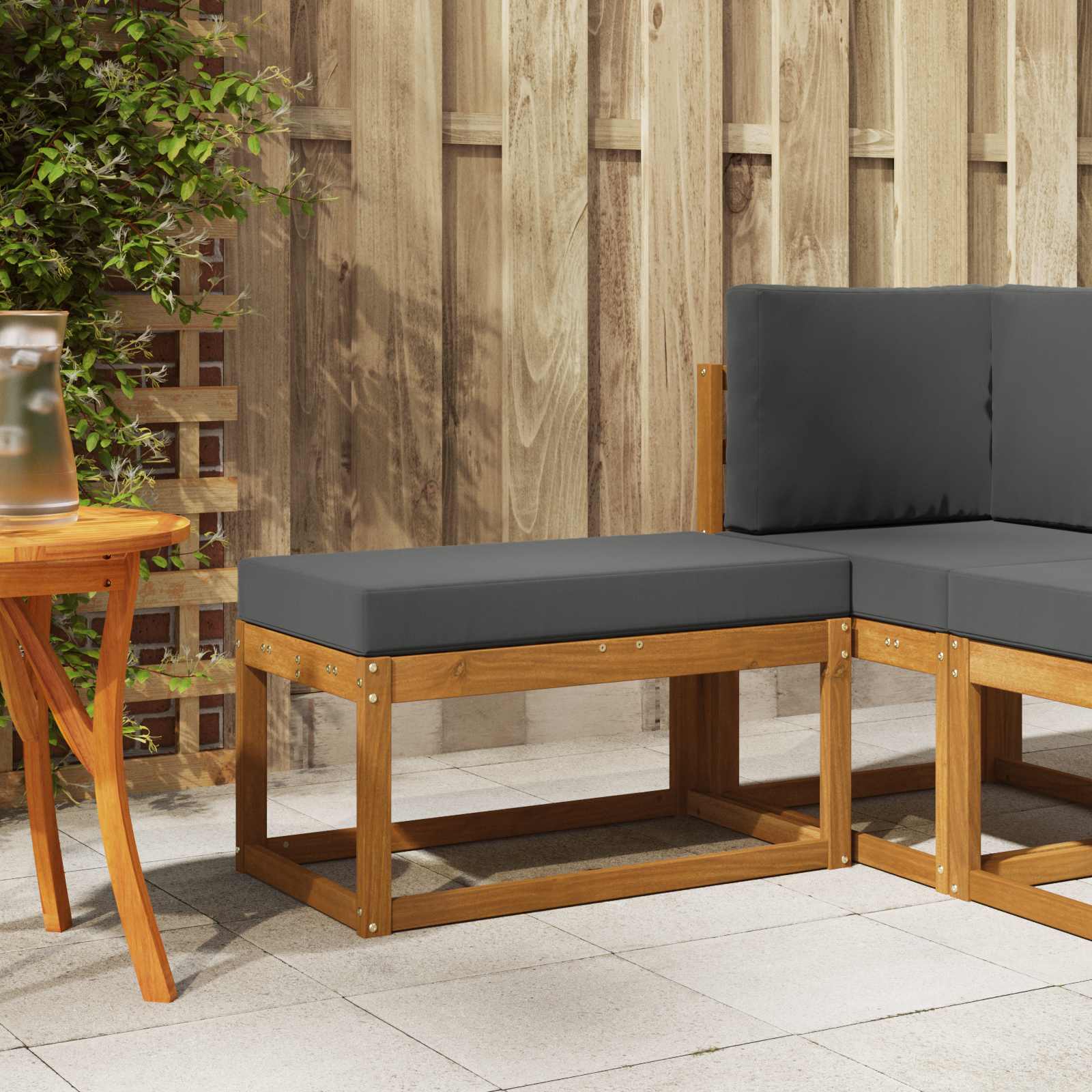 vidaXL Stoelbank Naturel 43 x 43 x 37 cm Massief Acaciahout