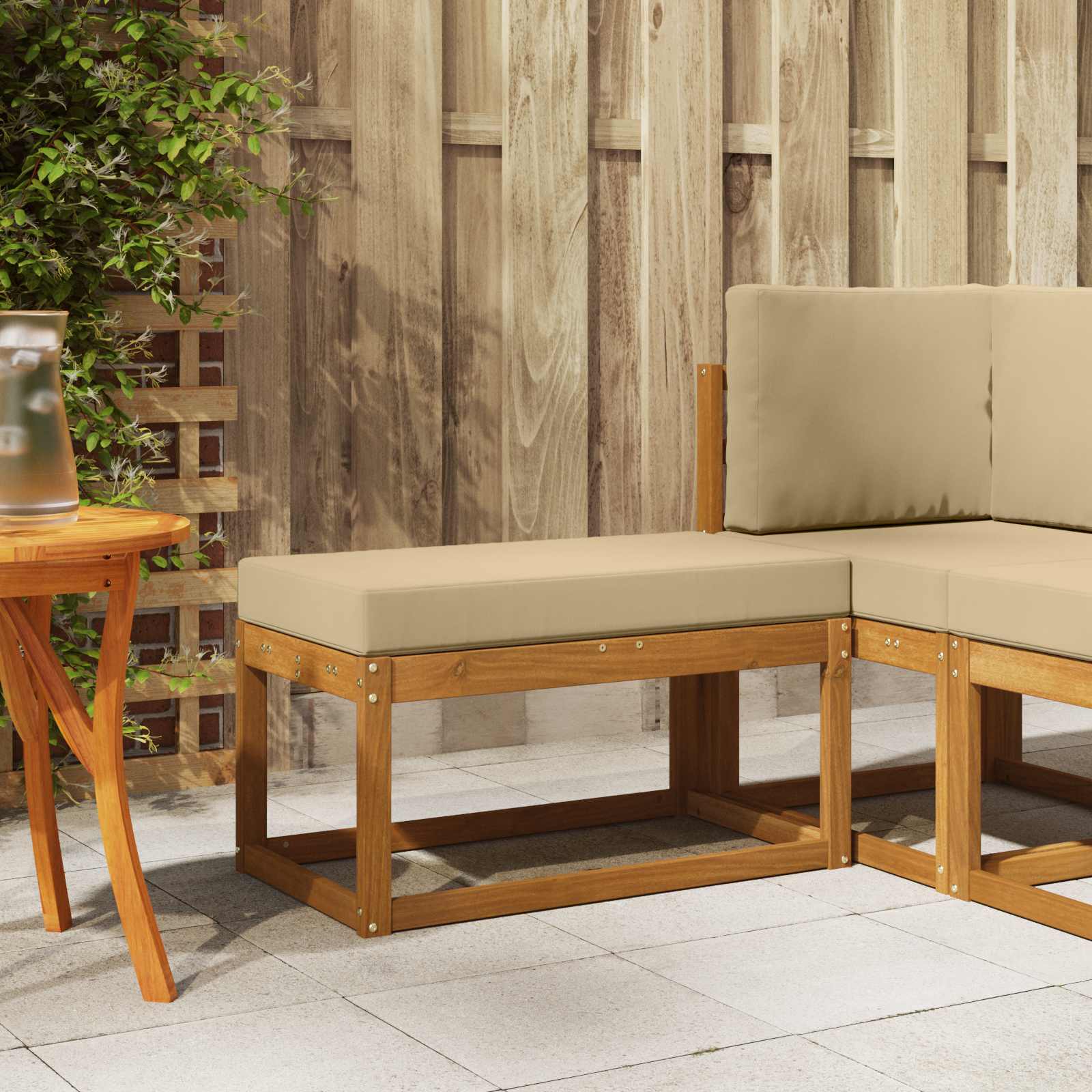 vidaXL Stoelbank Naturel 43 x 43 x 37 cm Massief Acaciahout