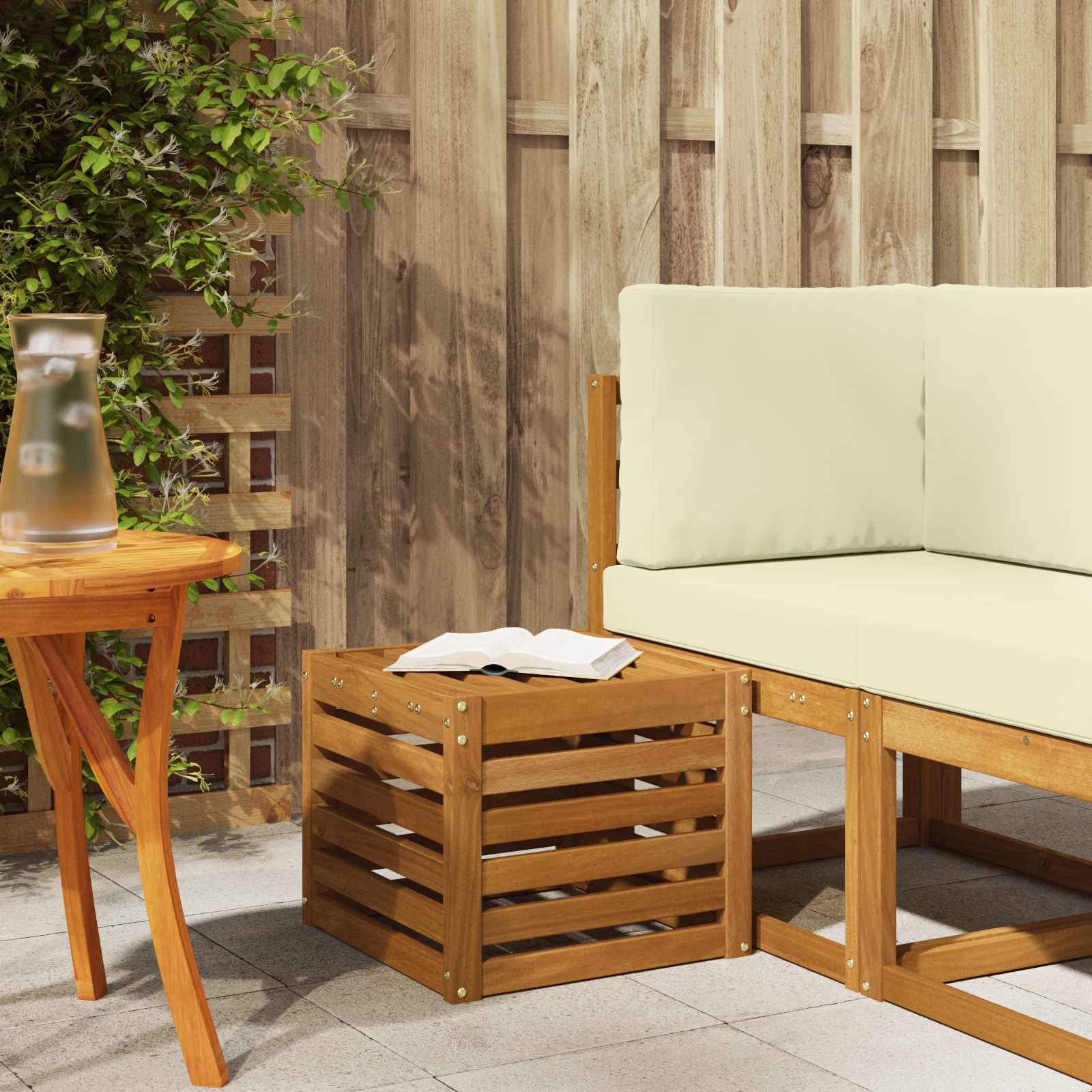 vidaXL Stoelbank Naturel 43 x 43 x 37 cm Massief Acaciahout