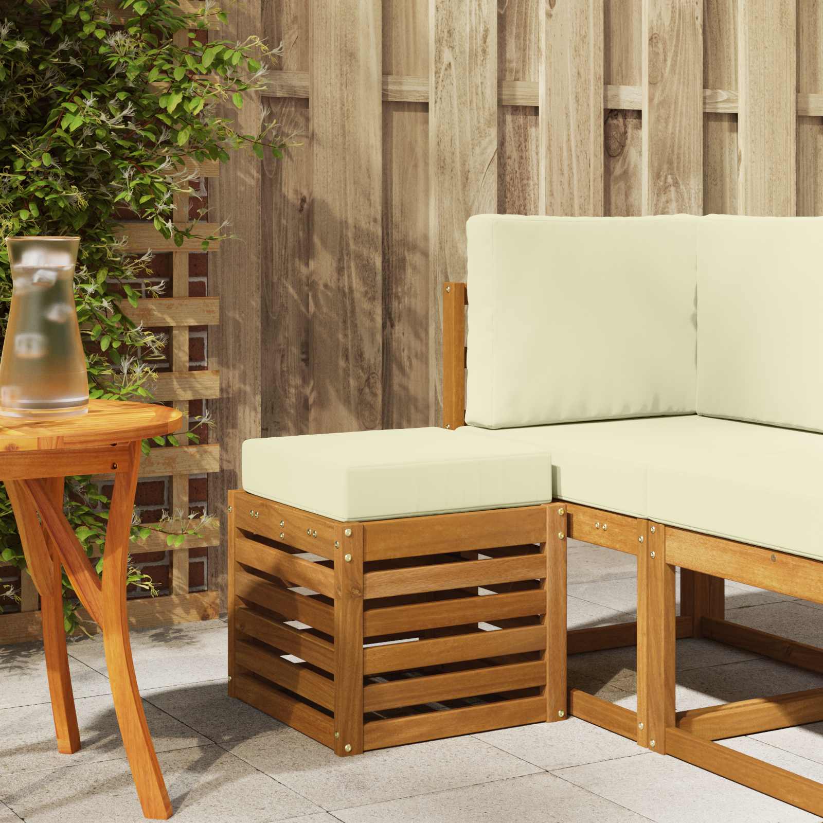 vidaXL Stoelbank Naturel 43 x 43 x 37 cm Massief Acaciahout