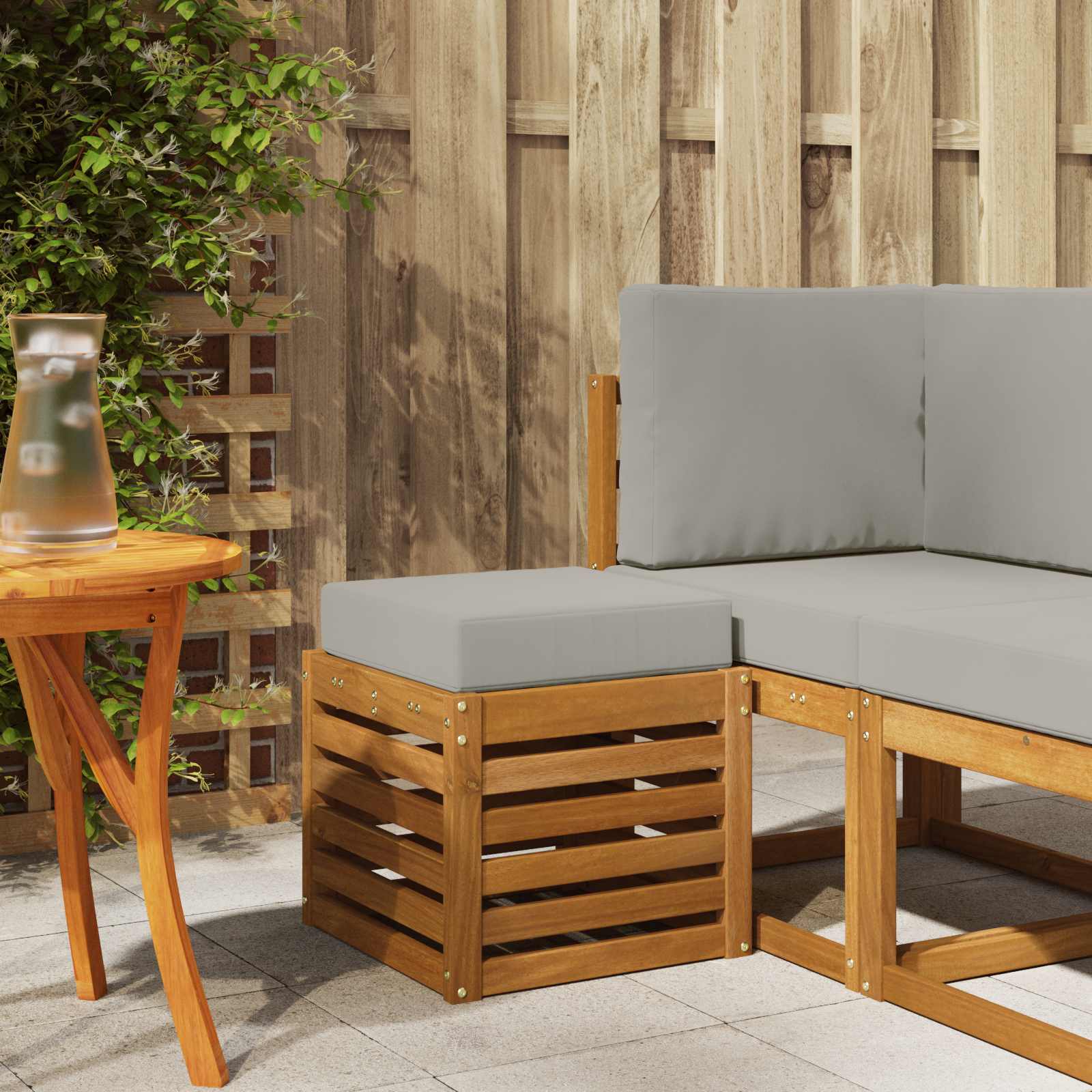 vidaXL Stoelbank Naturel 43 x 43 x 37 cm Massief Acaciahout