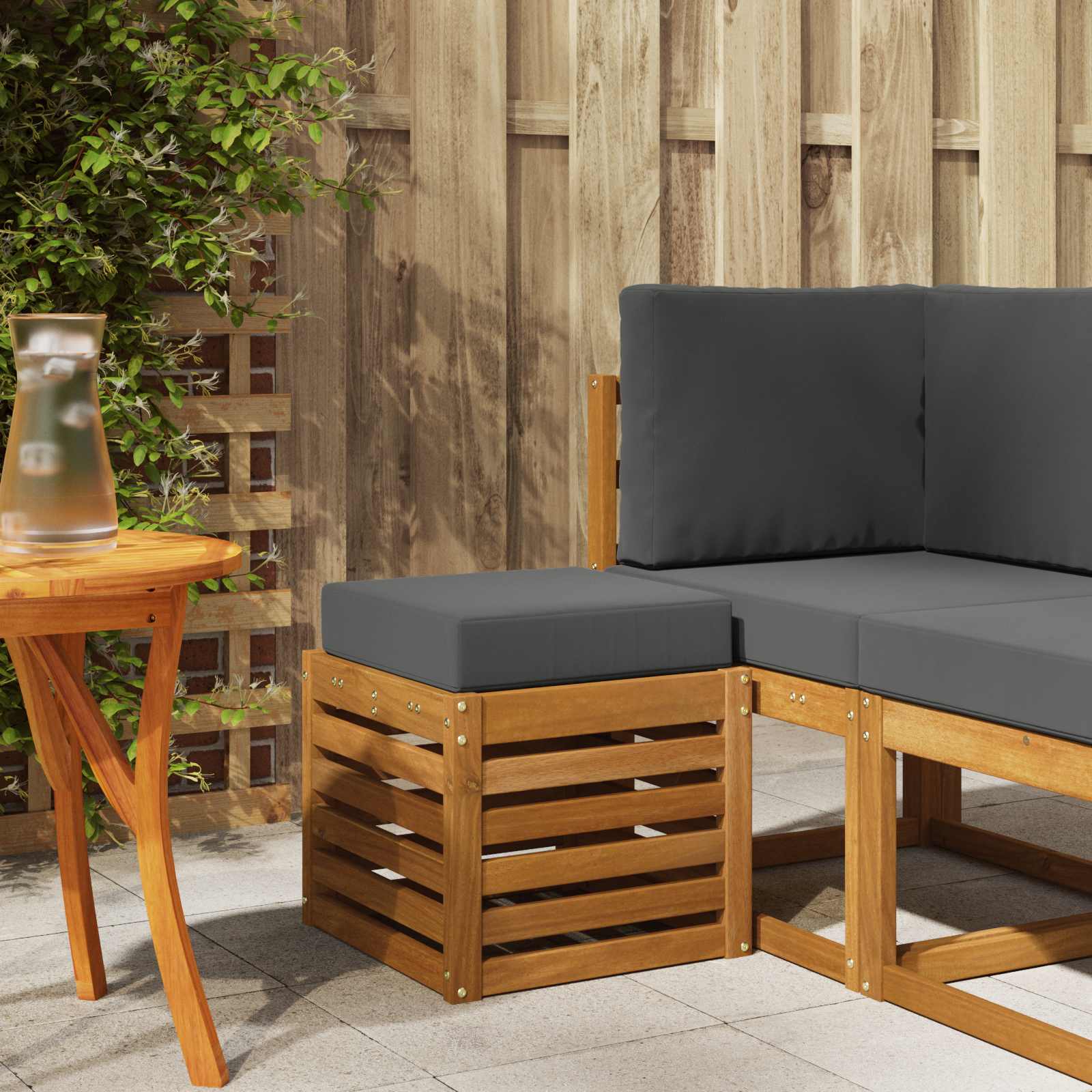 vidaXL Stoelbank Naturel 43 x 43 x 37 cm Massief Acaciahout