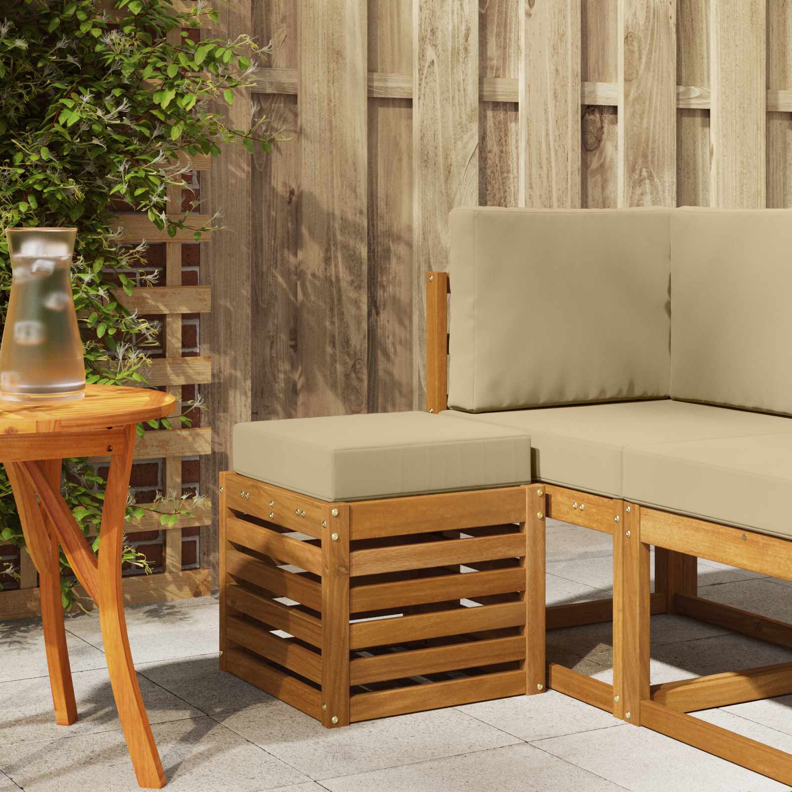 vidaXL Stoelbank Naturel 43 x 43 x 37 cm Massief Acaciahout