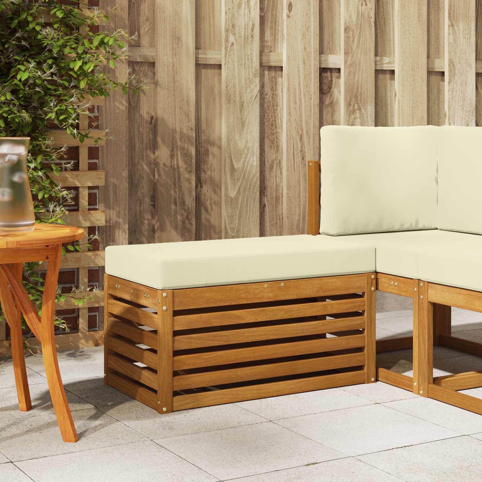 vidaXL Stoelbank Naturel 43 x 43 x 37 cm Massief Acaciahout