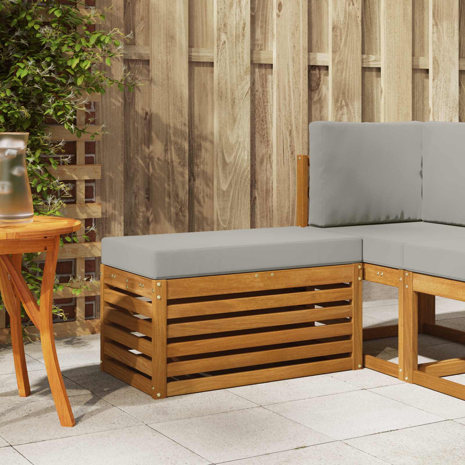 vidaXL Stoelbank Naturel 43 x 43 x 37 cm Massief Acaciahout
