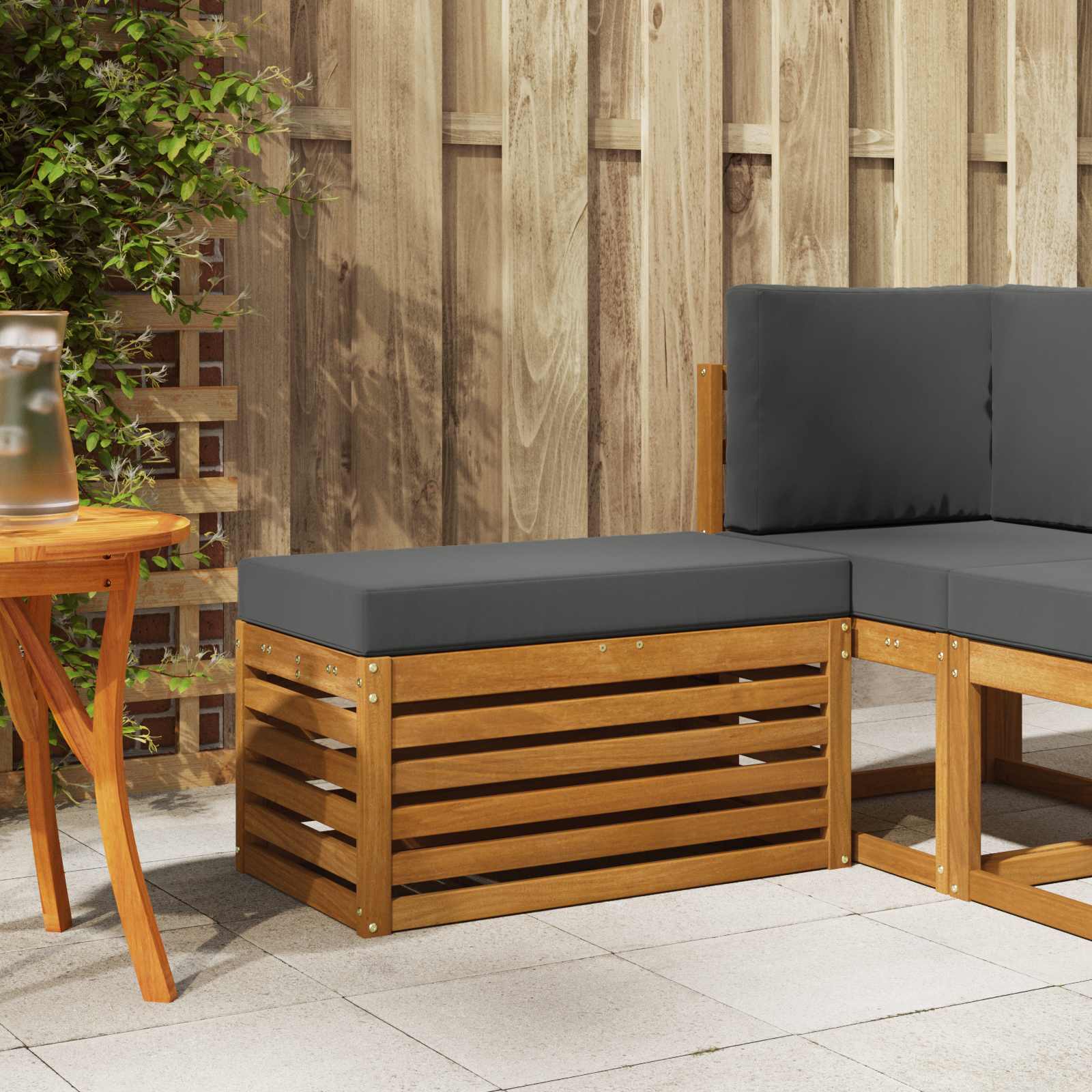 vidaXL Stoelbank Naturel 43 x 43 x 37 cm Massief Acaciahout