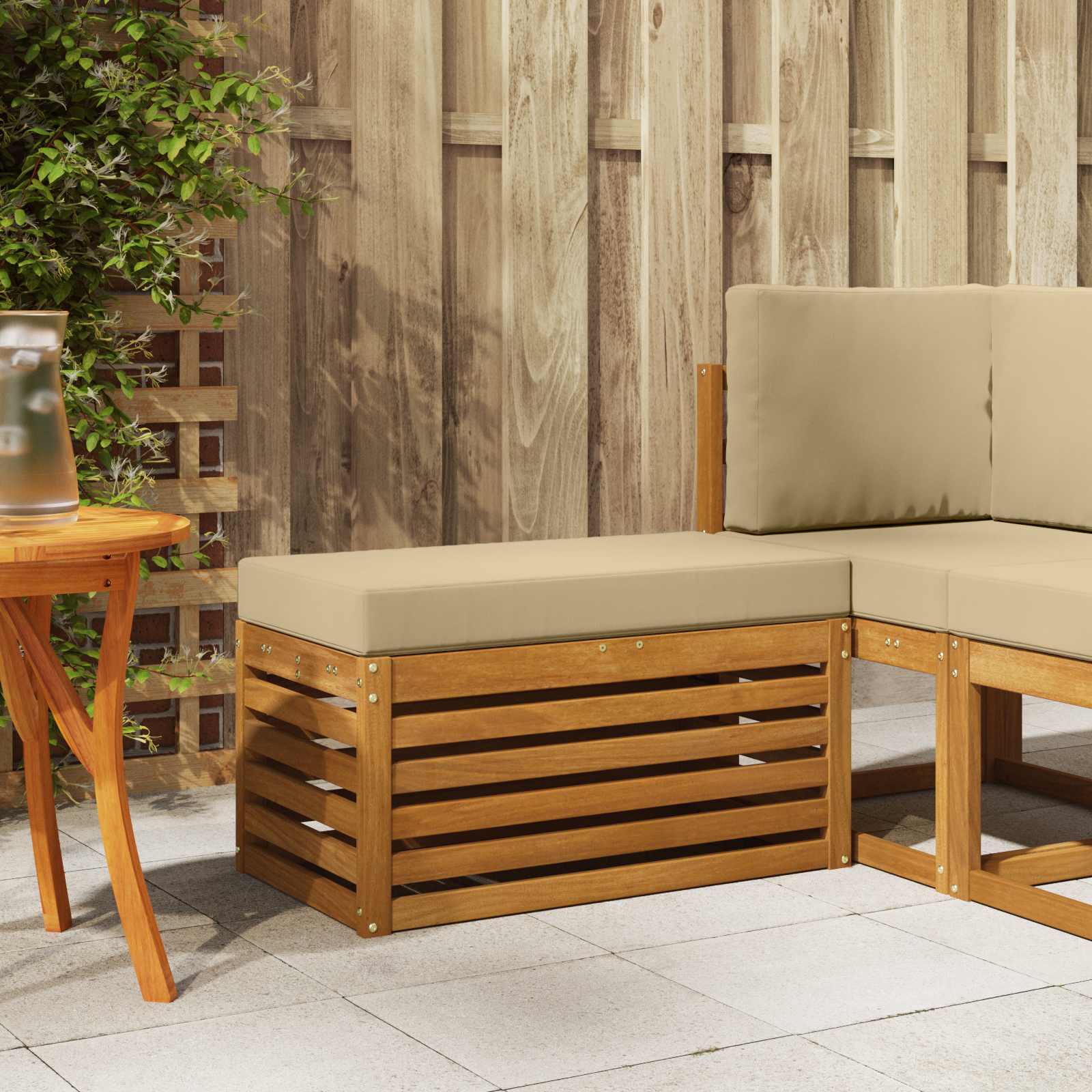 vidaXL Stoelbank Naturel 43 x 43 x 37 cm Massief Acaciahout