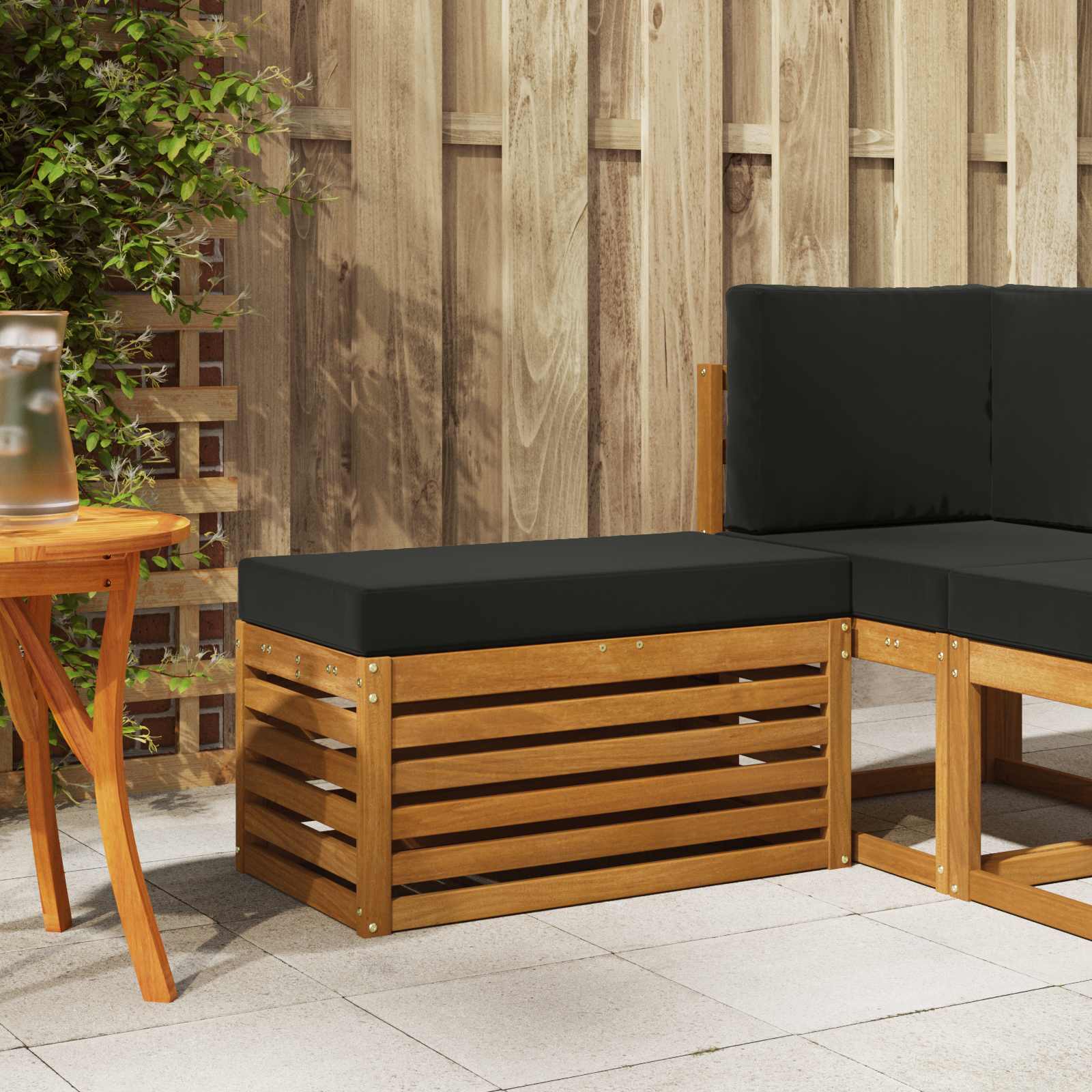 vidaXL Stoelbank Naturel 43 x 43 x 37 cm Massief Acaciahout