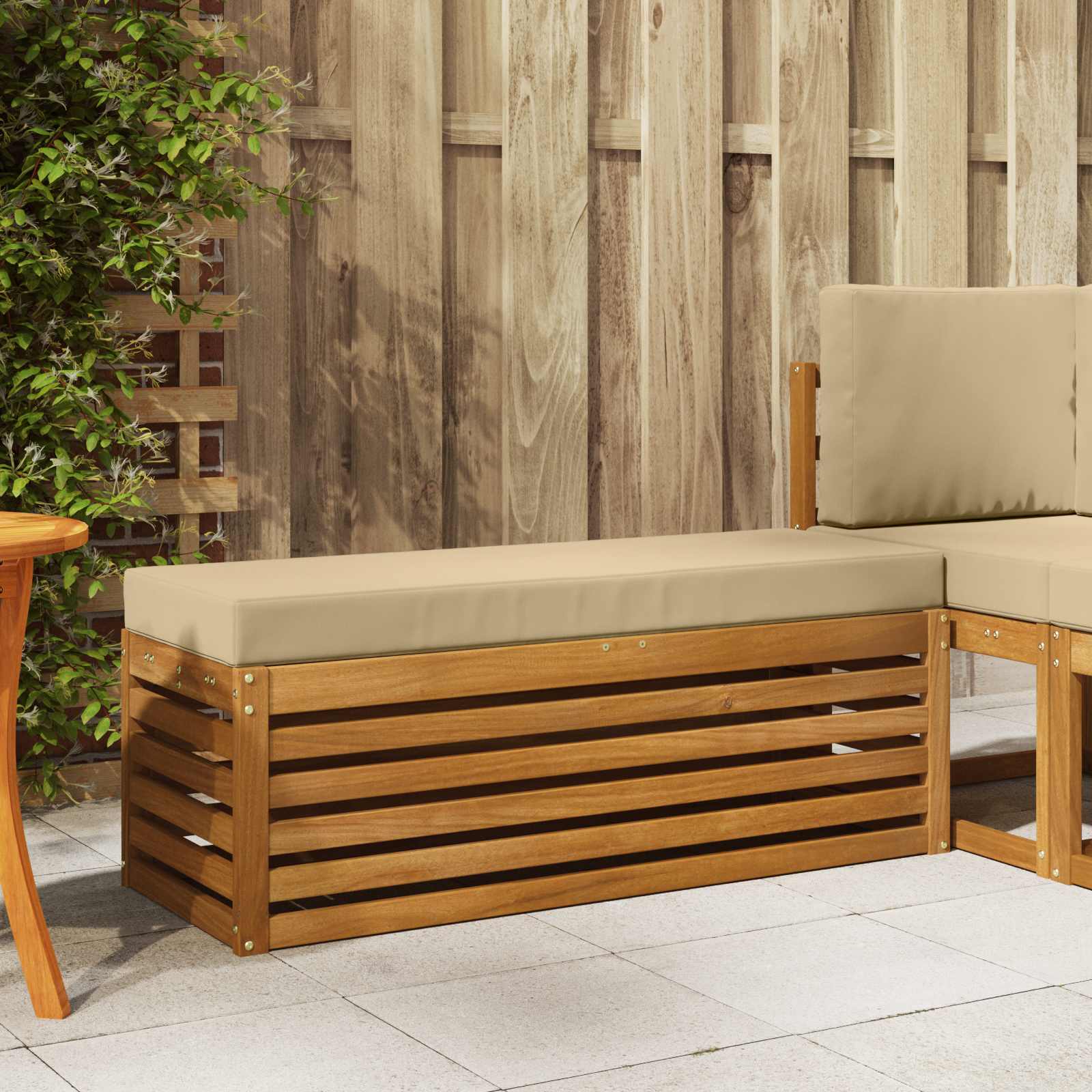 vidaXL Stoelbank Naturel 43 x 43 x 37 cm Massief Acaciahout